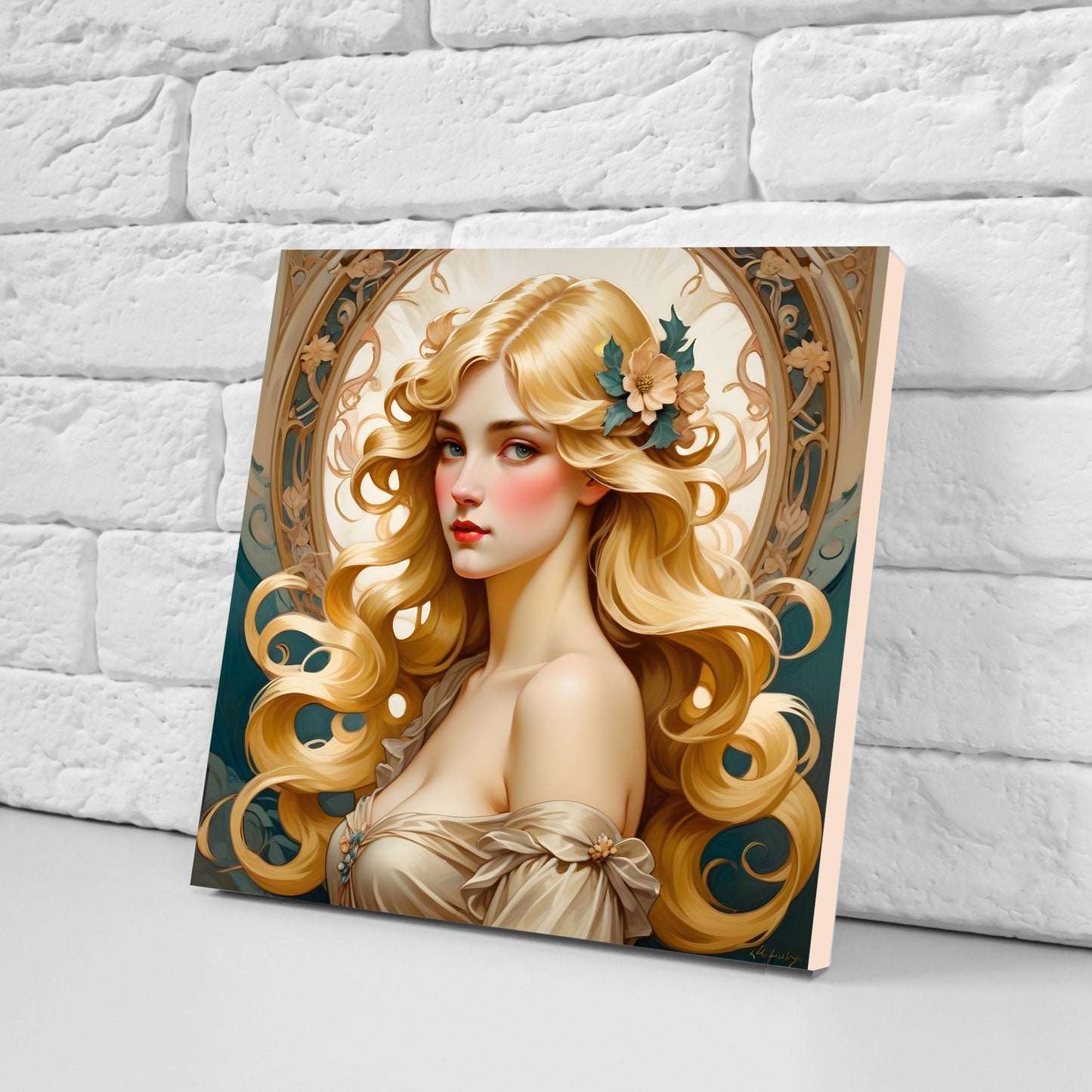 Art Nouveau Woman set of 3 Ceramic tiles,Ceramic Decor Tiles,Kitchen Backsplash Tiles, Bathroom Tiles, Botanical wall art, Art Nouveau print