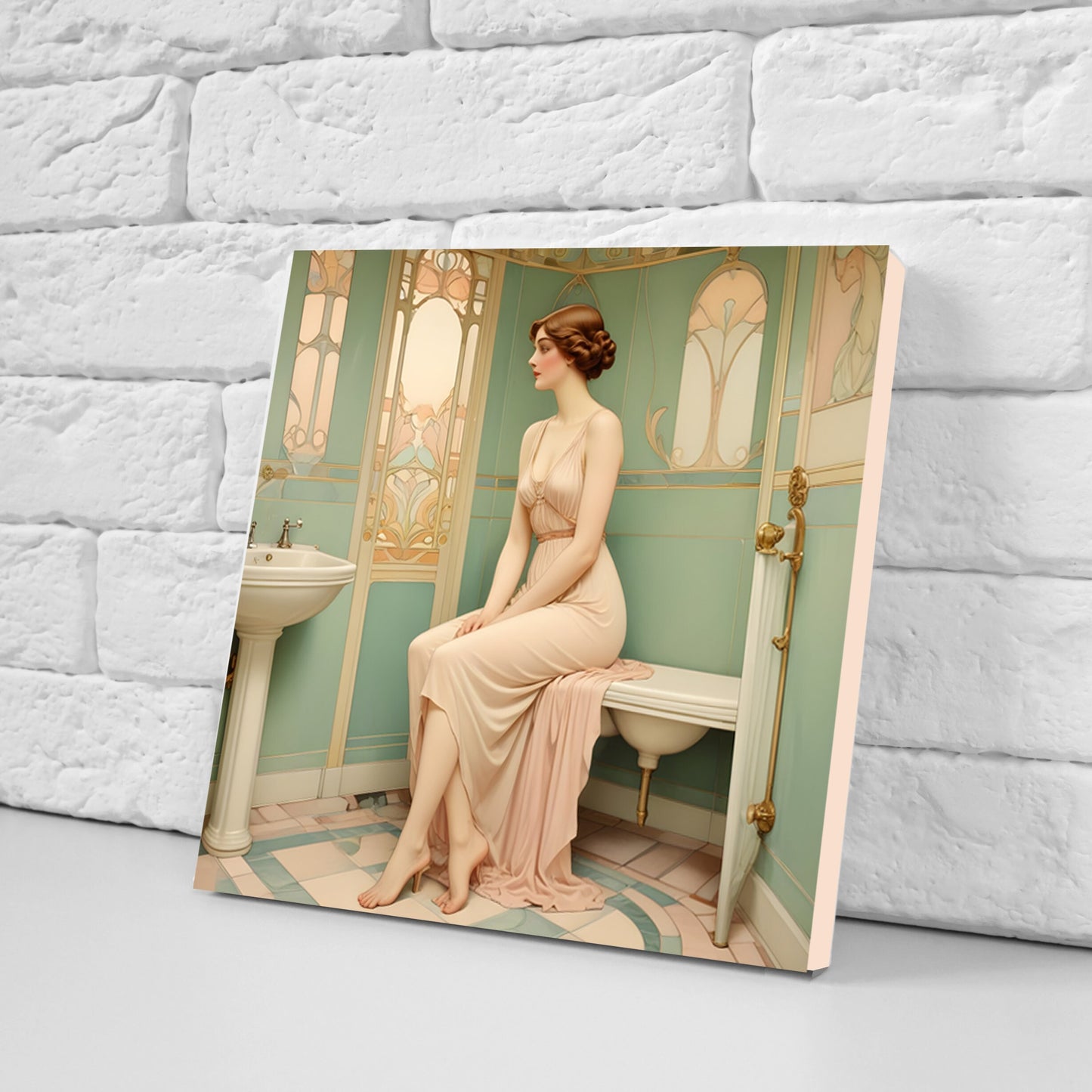 Art Nouveau Woman set of 3 Ceramic tiles,Ceramic Decor Tiles,Kitchen Backsplash Tiles, Bathroom Tiles, Botanical wall art, Art Nouveau print