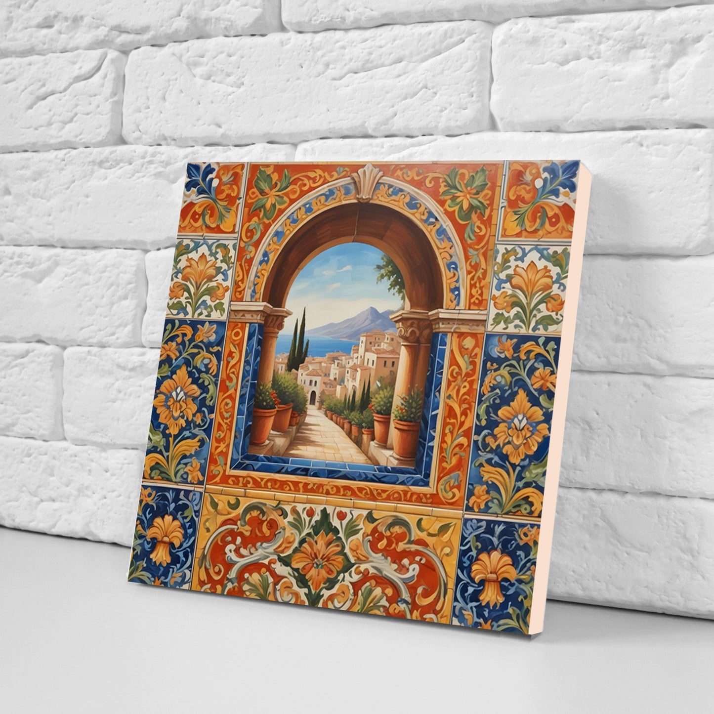 Sicilian Ceramic tiles - Set of 3 Sicilian Wall Decor Tiles - Kitchen Backsplash Tiles, Bathroom Tiles, Sicilian ceramics, Shower tiles