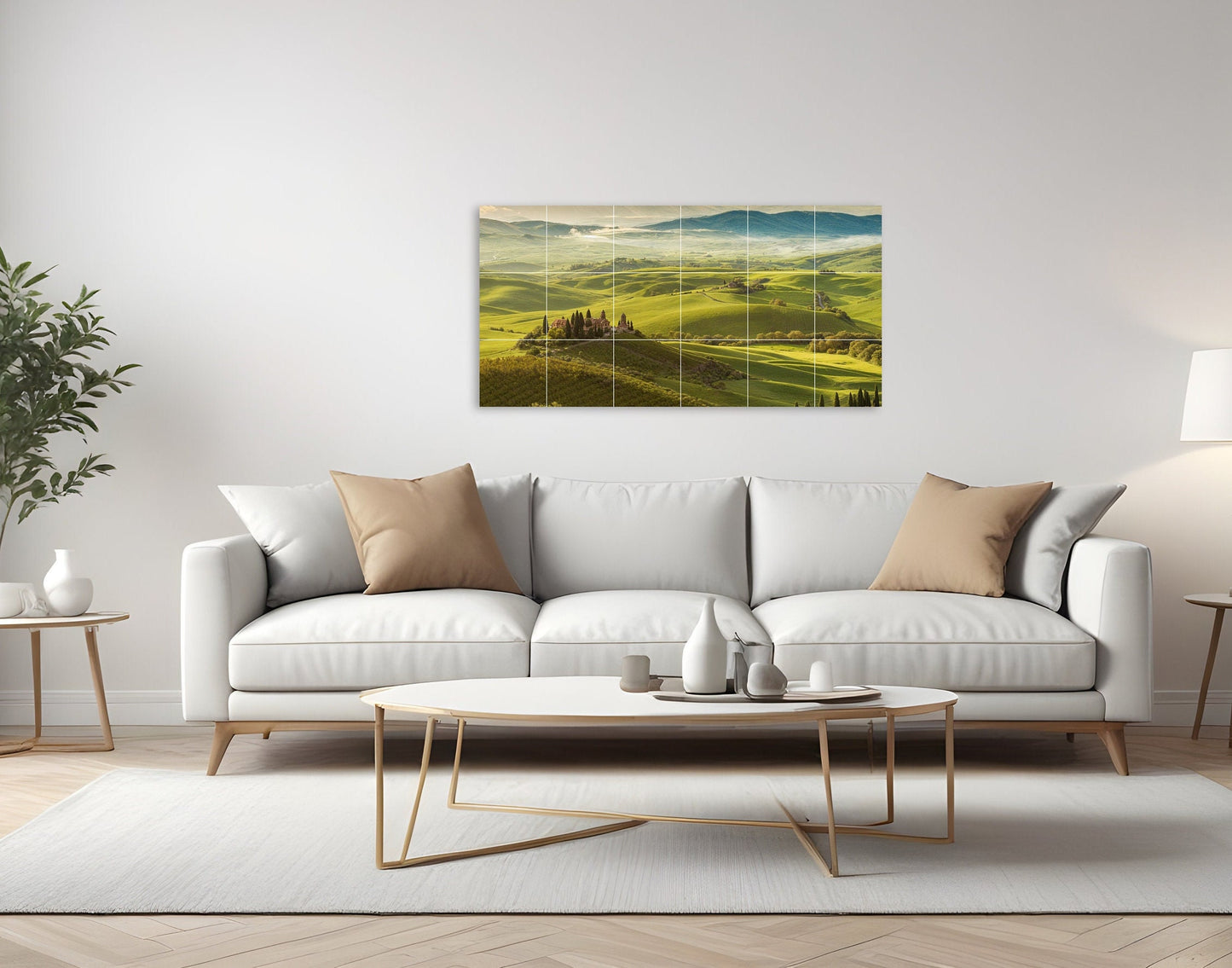 Tile Mural/Mosaic Ceramic Panel of Val d Orcia - Tuscany - Italian Landscape - Colourful Wall Art - Tile Mural - Gloss Tiles - Tile Mosaic