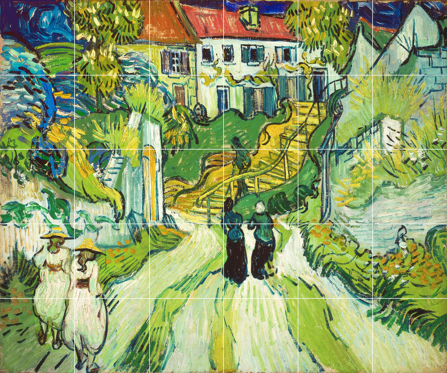 Tile Mural/Mosaic Ceramic Panel of Vincent Van Gogh Stairway at Auvers - Nature Art - Tile Mural - Gloss Tiles - Tile Mosaic
