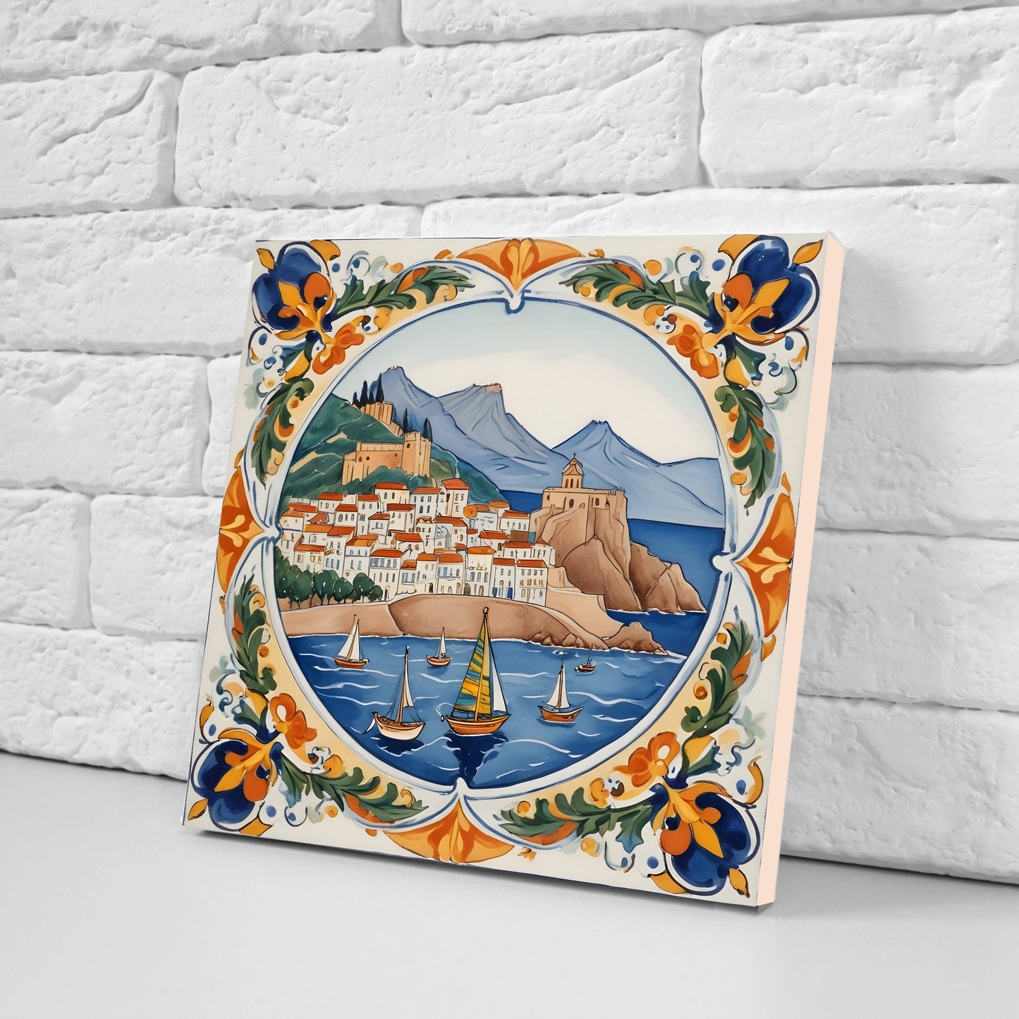 Sicilian Ceramic tiles - Set of 3 Sicilian Wall Decor Tiles - Kitchen Backsplash Tiles, Bathroom Tiles, Sicilian ceramics, Shower tiles