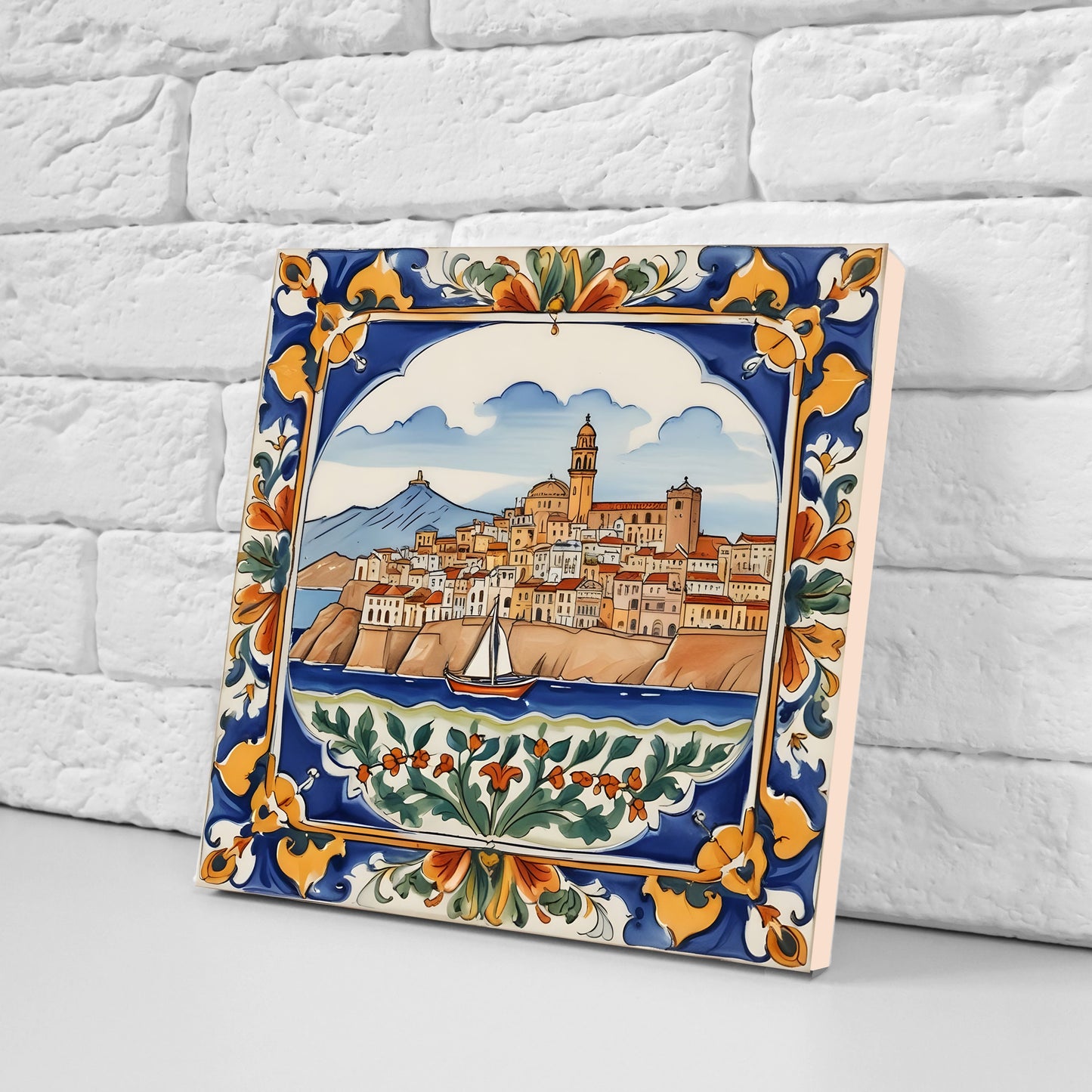 Sicilian Ceramic tiles - Set of 3 Sicilian Wall Decor Tiles - Kitchen Backsplash Tiles, Bathroom Tiles, Sicilian ceramics, Shower tiles