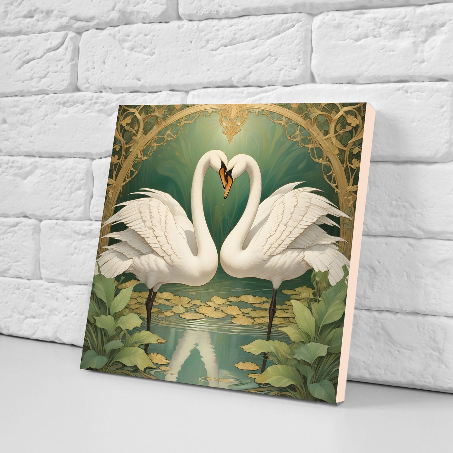 Art Nouveau Walter Crane Swan Ceramic tiles - Set of 2 Art Nouveau Bird Wall Decor Tiles - Kitchen Backsplash Tiles, Bathroom Tiles