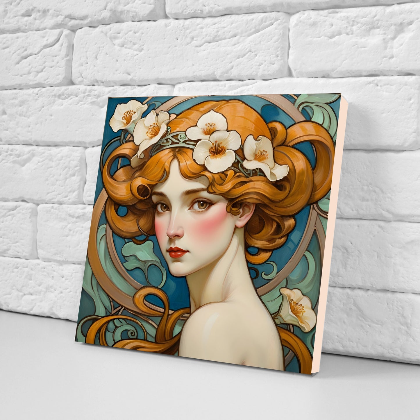 Art Nouveau Woman set of 3 Ceramic tiles,Ceramic Decor Tiles,Kitchen Backsplash Tiles, Bathroom Tiles, Botanical wall art, Art Nouveau print