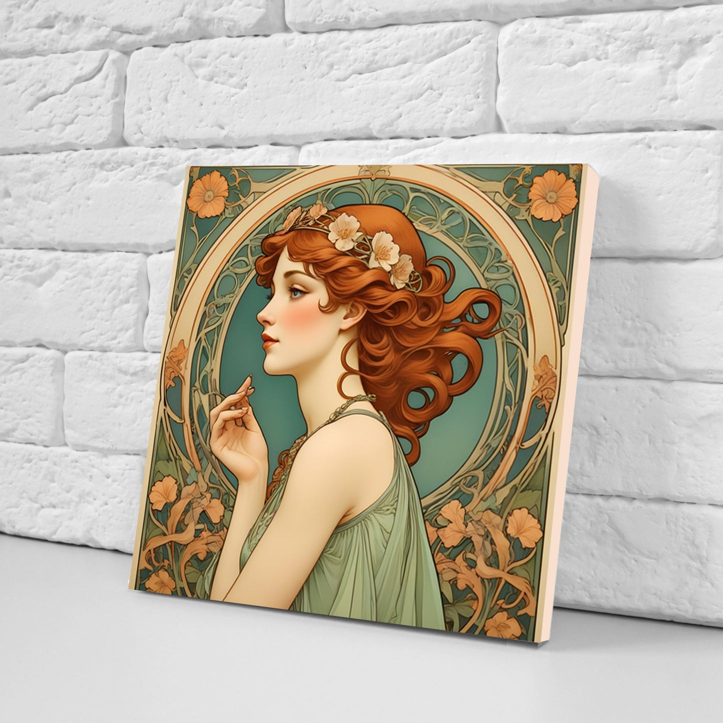 Art Nouveau Woman set of 3 Ceramic tiles,Ceramic Decor Tiles,Kitchen Backsplash Tiles, Bathroom Tiles, Botanical wall art, Art Nouveau print