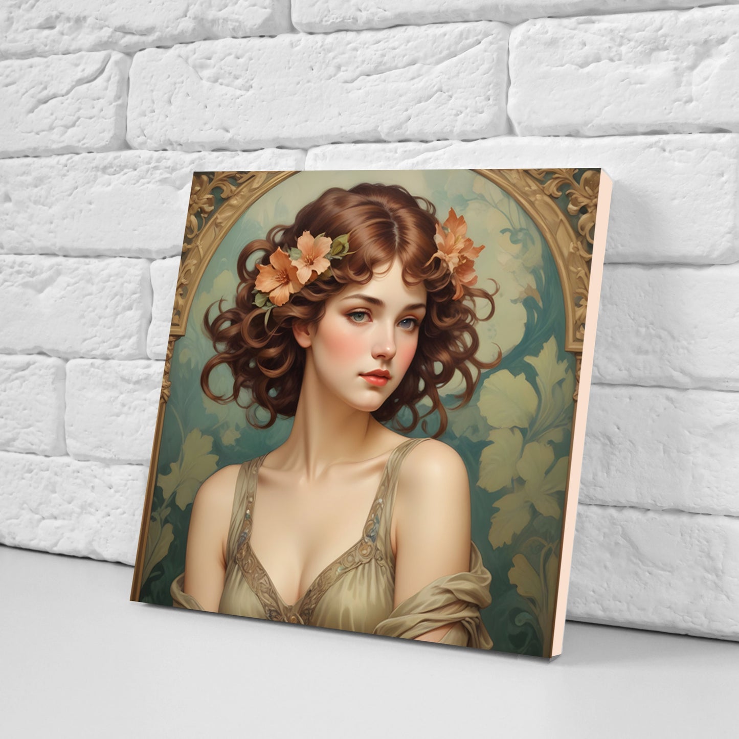 Art Nouveau Woman set of 3 Ceramic tiles,Ceramic Decor Tiles,Kitchen Backsplash Tiles, Bathroom Tiles, Botanical wall art, Art Nouveau print