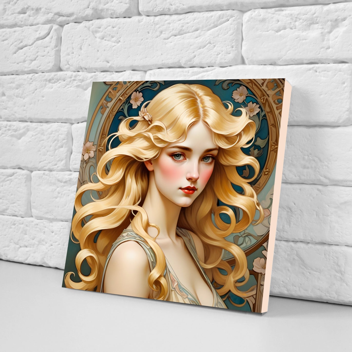 Art Nouveau Woman set of 3 Ceramic tiles,Ceramic Decor Tiles,Kitchen Backsplash Tiles, Bathroom Tiles, Botanical wall art, Art Nouveau print