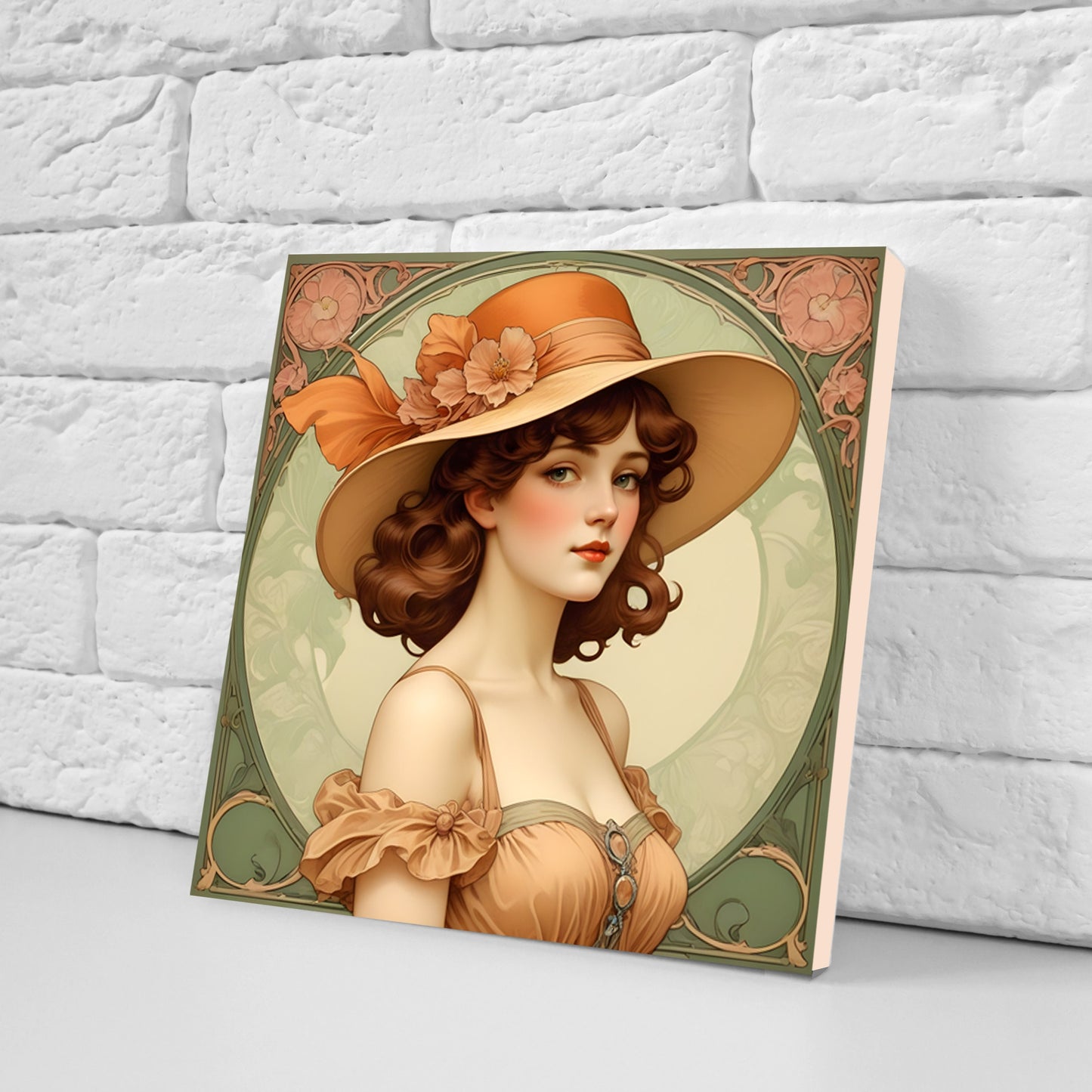 Art Nouveau Woman set of 3 Ceramic tiles,Ceramic Decor Tiles,Kitchen Backsplash Tiles, Bathroom Tiles, Botanical wall art, Art Nouveau print