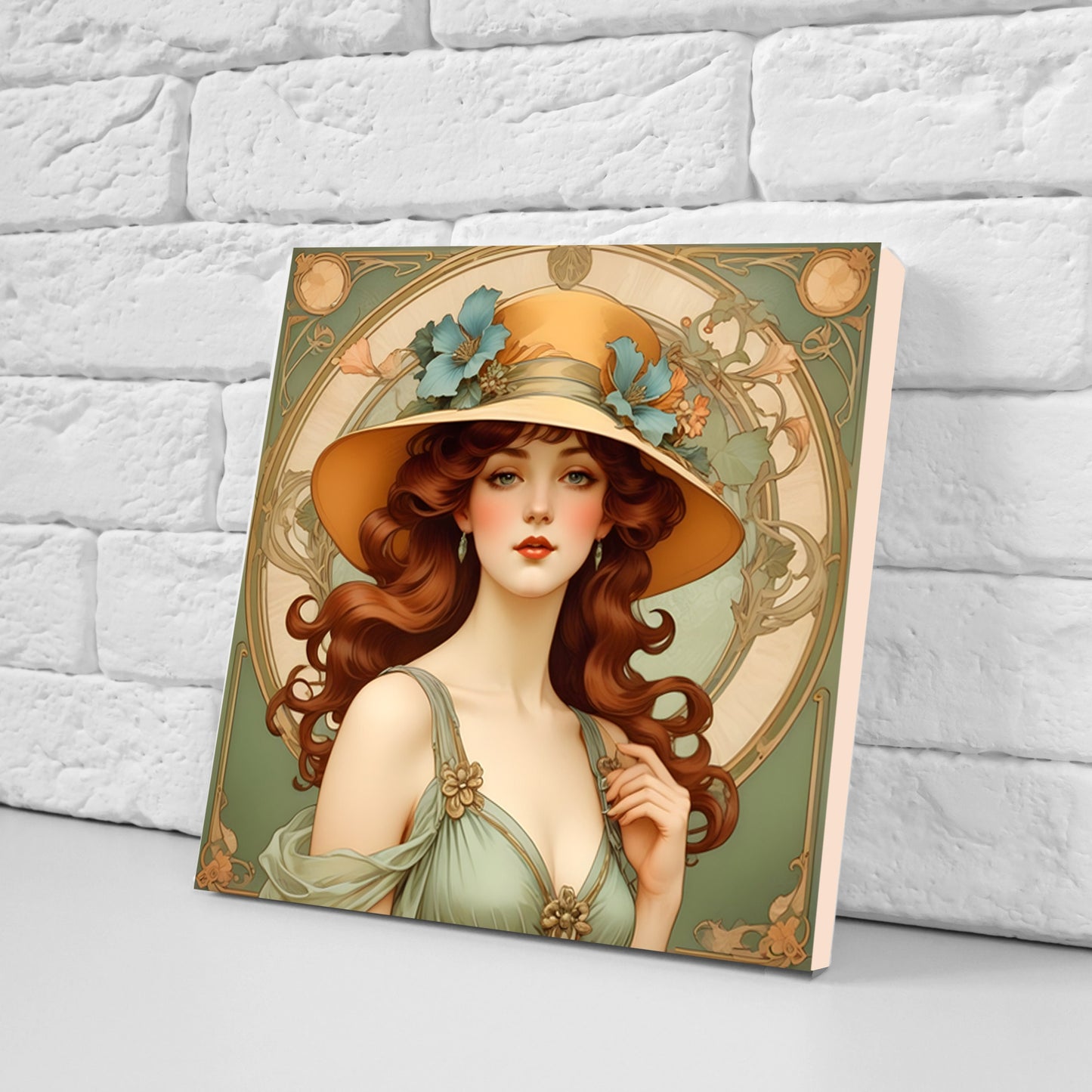 Art Nouveau Woman set of 3 Ceramic tiles,Ceramic Decor Tiles,Kitchen Backsplash Tiles, Bathroom Tiles, Botanical wall art, Art Nouveau print