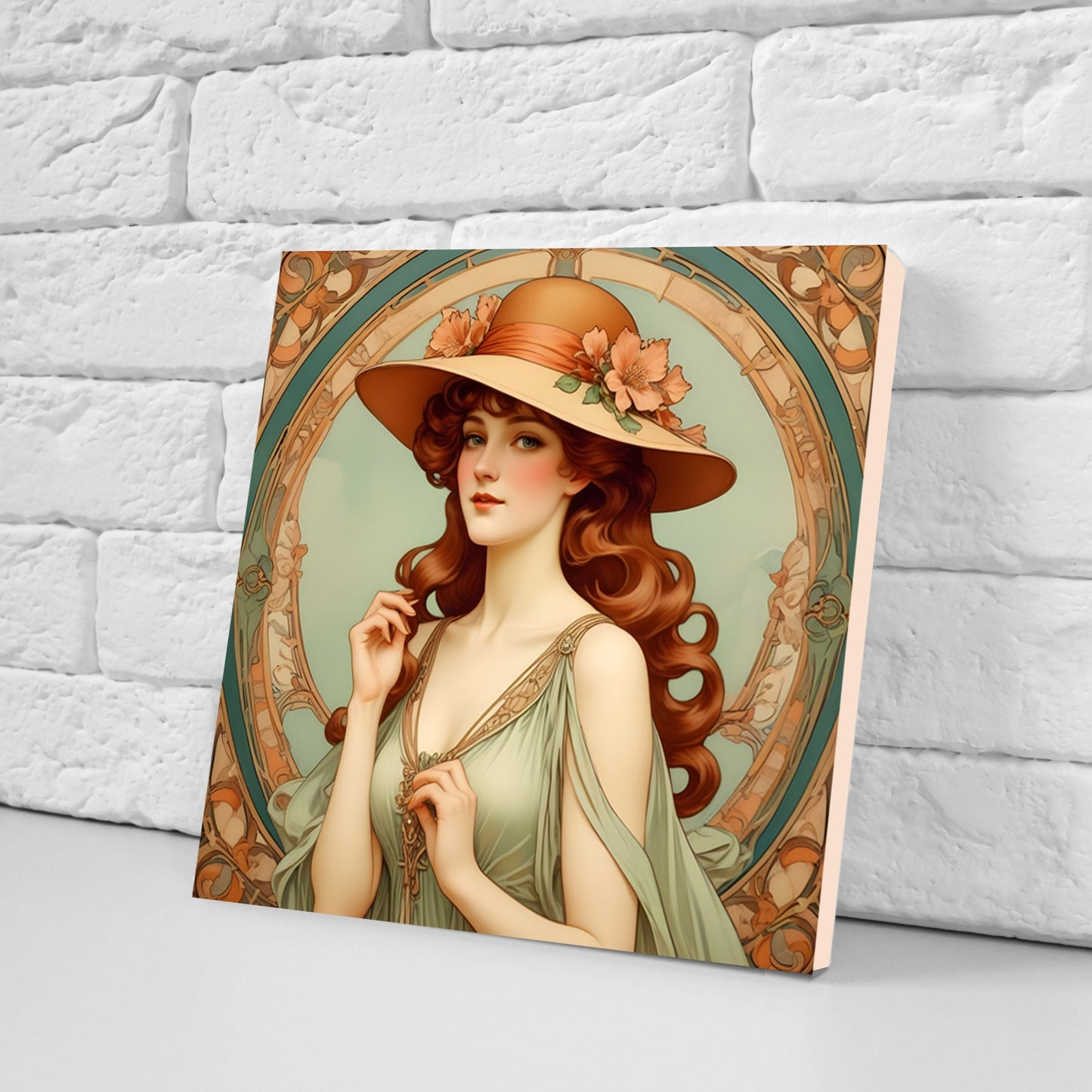 Art Nouveau Woman set of 3 Ceramic tiles,Ceramic Decor Tiles,Kitchen Backsplash Tiles, Bathroom Tiles, Botanical wall art, Art Nouveau print