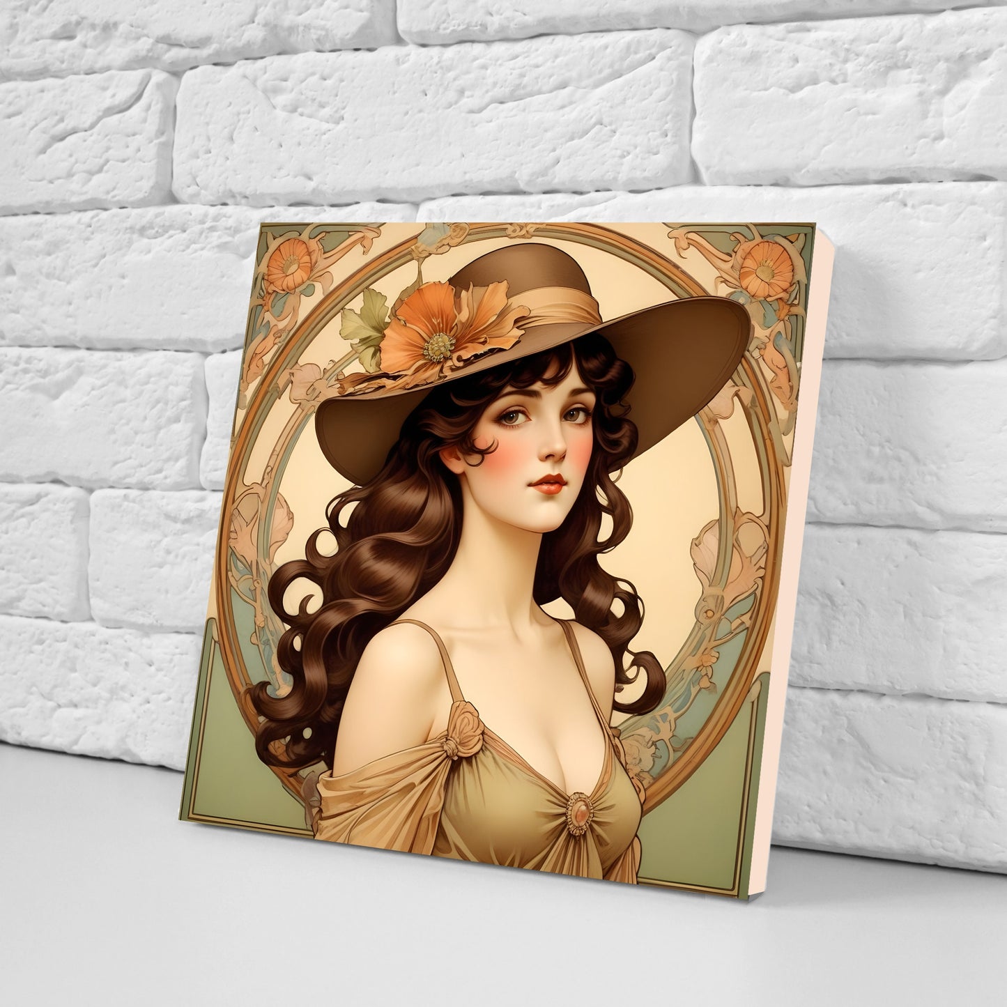 Art Nouveau Woman set of 3 Ceramic tiles,Ceramic Decor Tiles,Kitchen Backsplash Tiles, Bathroom Tiles, Botanical wall art, Art Nouveau print