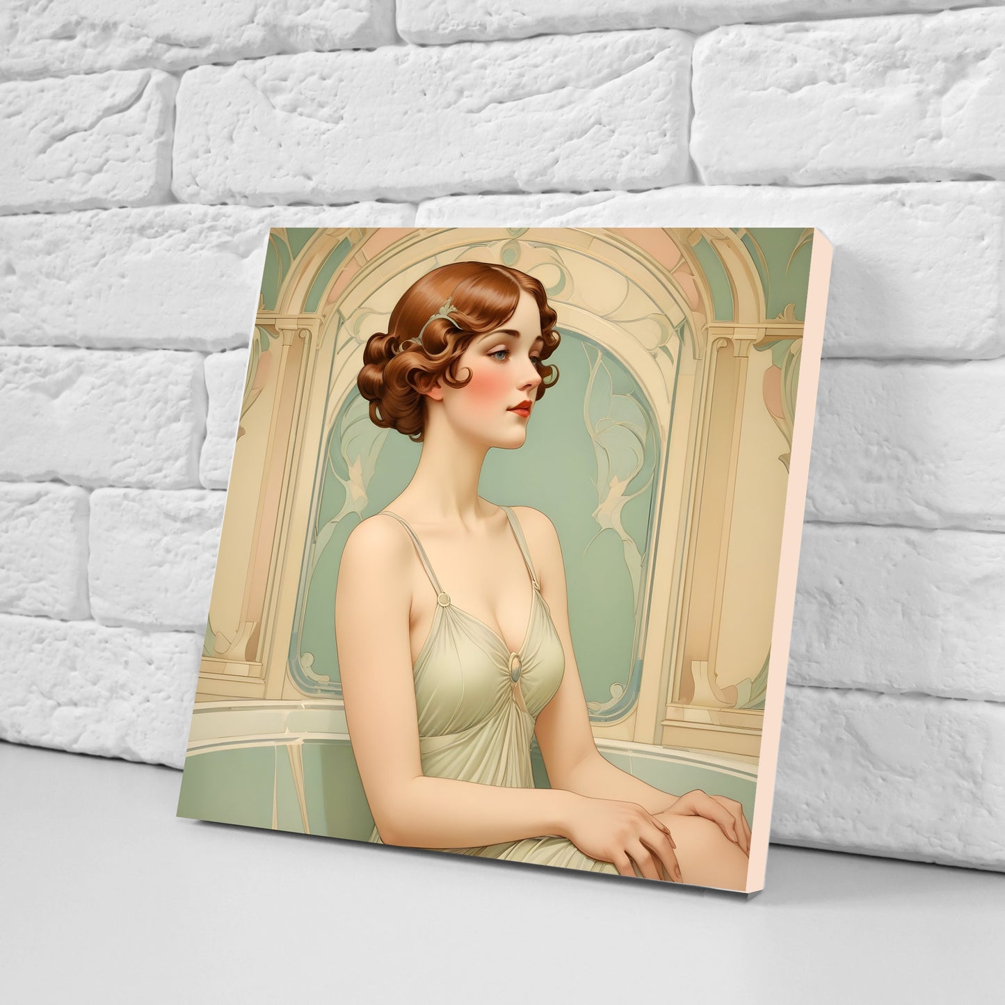 Art Nouveau Woman set of 3 Ceramic tiles,Ceramic Decor Tiles,Kitchen Backsplash Tiles, Bathroom Tiles, Botanical wall art, Art Nouveau print