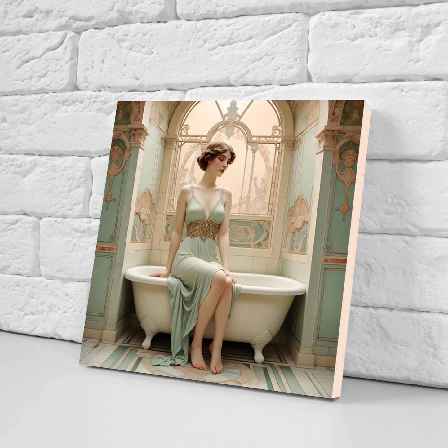 Art Nouveau Woman set of 3 Ceramic tiles,Ceramic Decor Tiles,Kitchen Backsplash Tiles, Bathroom Tiles, Botanical wall art, Art Nouveau print