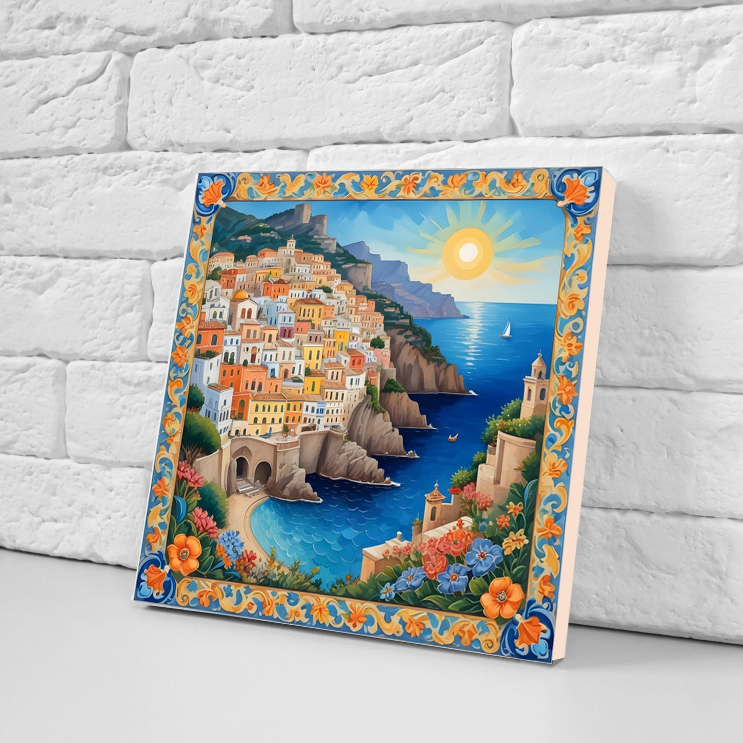 Amalfi Ceramic tiles - Set of 3 Amalfi Wall Decor Tiles - Kitchen Backsplash Tiles, Bathroom Tiles, Amalfi ceramics, Shower tiles, wall tile