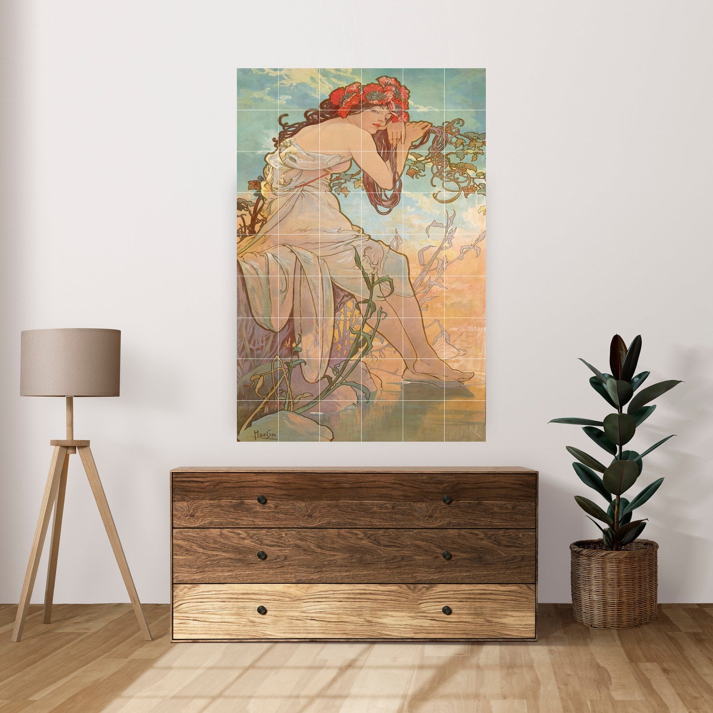 Tile Mural/Mosaic Ceramic Panel of Alphonse Mucha Les Saisons Eté - Mucha wall print - Mucha wall art -Tile Mural - Gloss Tiles- Tile Mosaic