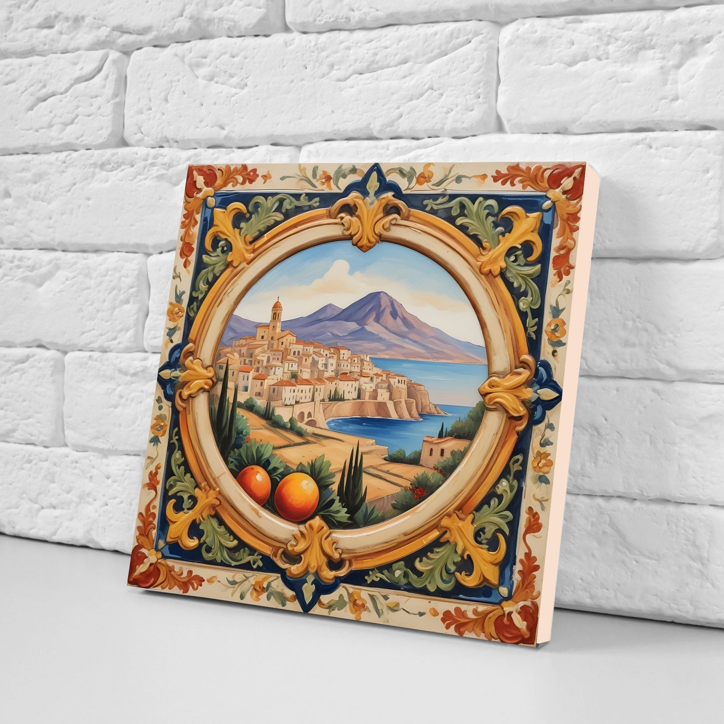 Sicilian Ceramic tiles - Set of 3 Sicilian Wall Decor Tiles - Kitchen Backsplash Tiles, Bathroom Tiles, Sicilian ceramics, Shower tiles