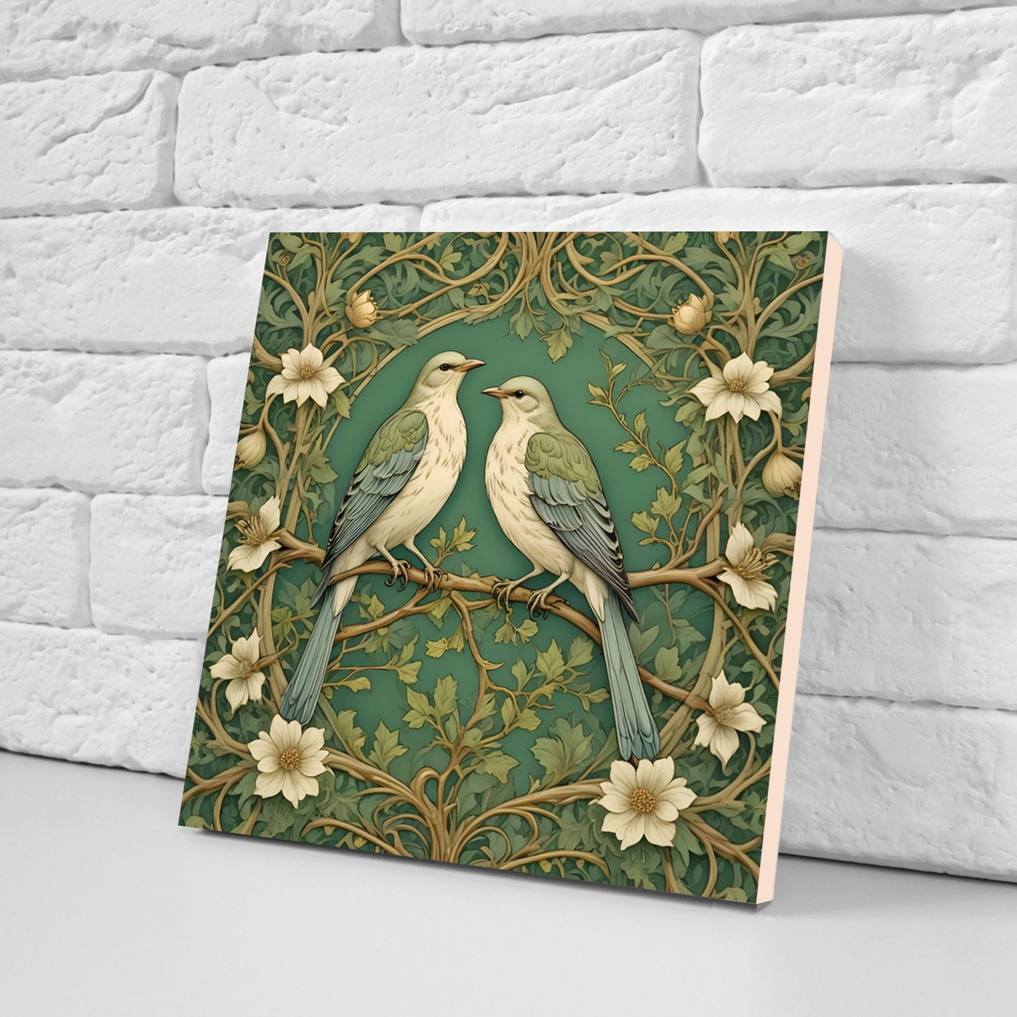 Art Nouveau Mockingbird Ceramic tiles - Set of 2 Art Nouveau Bird Wall Decor Tiles - Kitchen Backsplash Tiles, Bathroom Tiles, Shower tiles