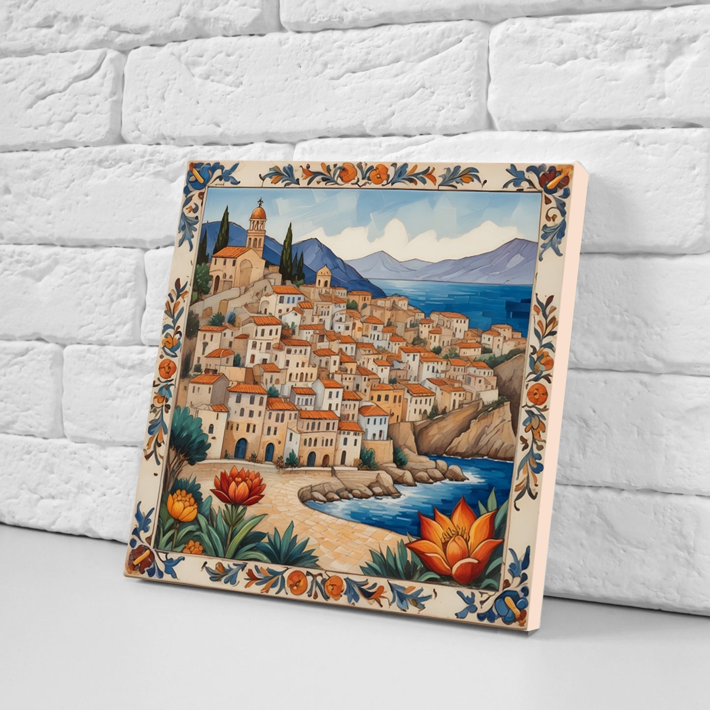 Sicilian Ceramic tiles - Set of 3 Sicilian Wall Decor Tiles - Kitchen Backsplash Tiles, Bathroom Tiles, Sicilian ceramics, Shower tiles