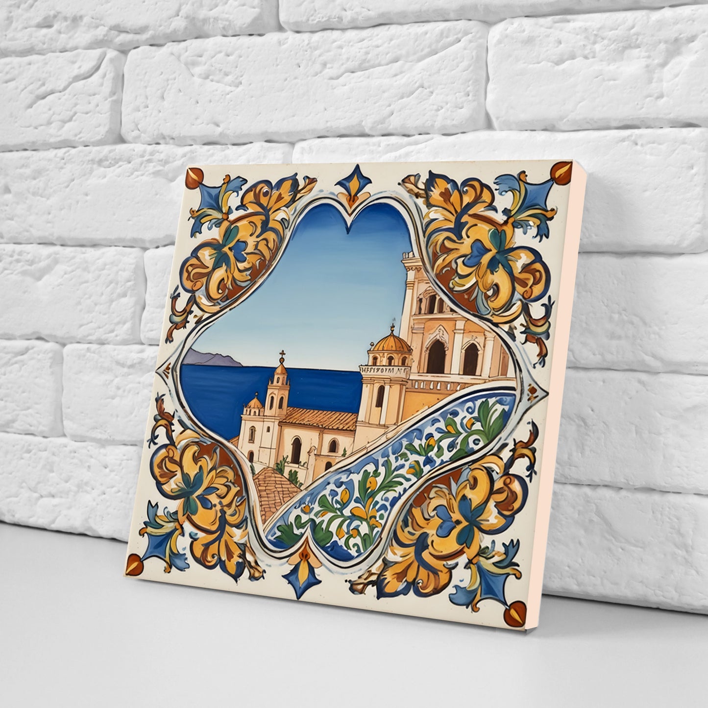 Sicilian Ceramic tiles - Set of 3 Sicilian Wall Decor Tiles - Kitchen Backsplash Tiles, Bathroom Tiles, Sicilian ceramics, Shower tiles