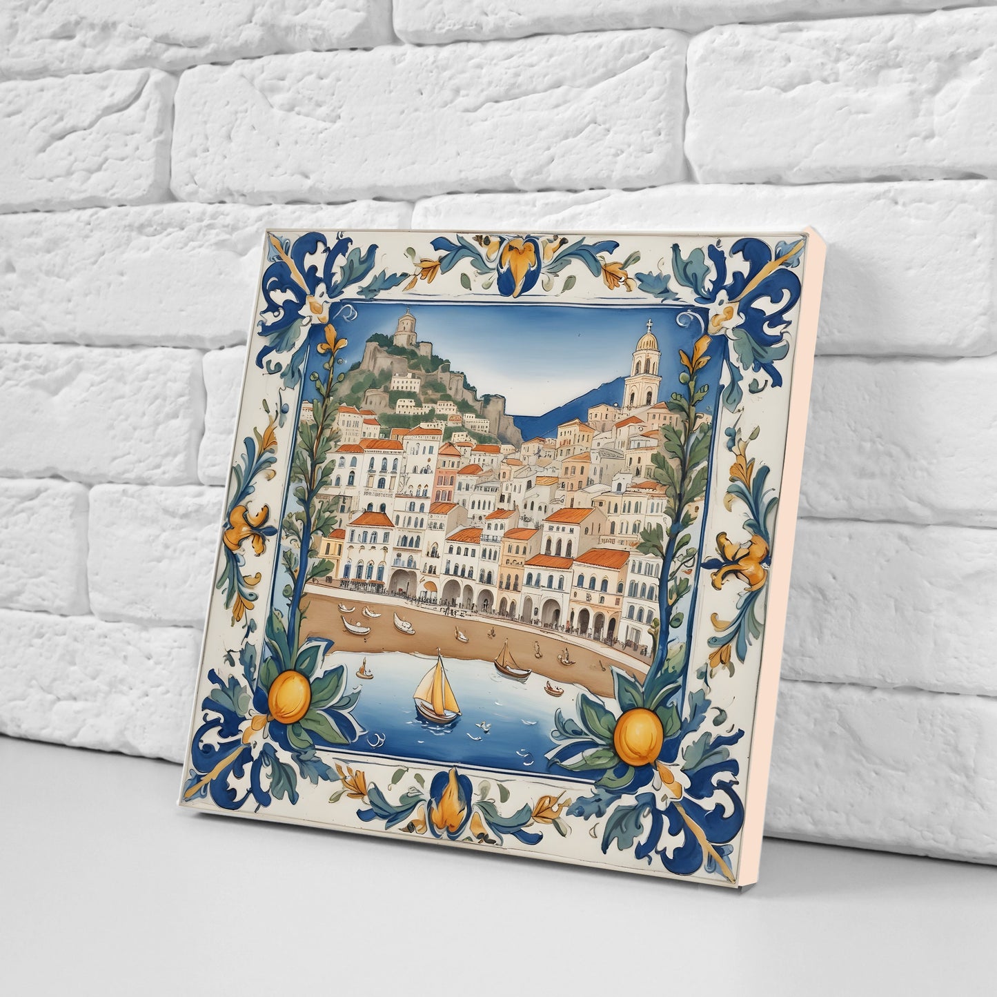 Amalfi Ceramic tiles - Set of 3 Amalfi Wall Decor Tiles - Kitchen Backsplash Tiles, Bathroom Tiles, Amalfi ceramics, Shower tiles, wall tile
