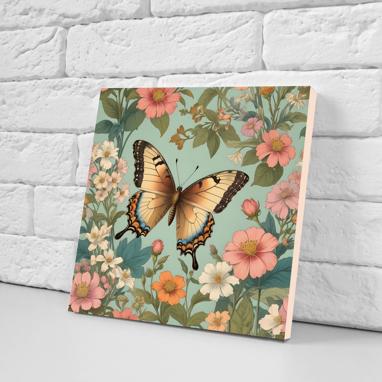 Art Nouveau Buterfly Ceramic tiles - Set of 2 Art Nouveau Butterfly Wall Decor Tiles - Kitchen Backsplash Tiles, Bathroom Tiles