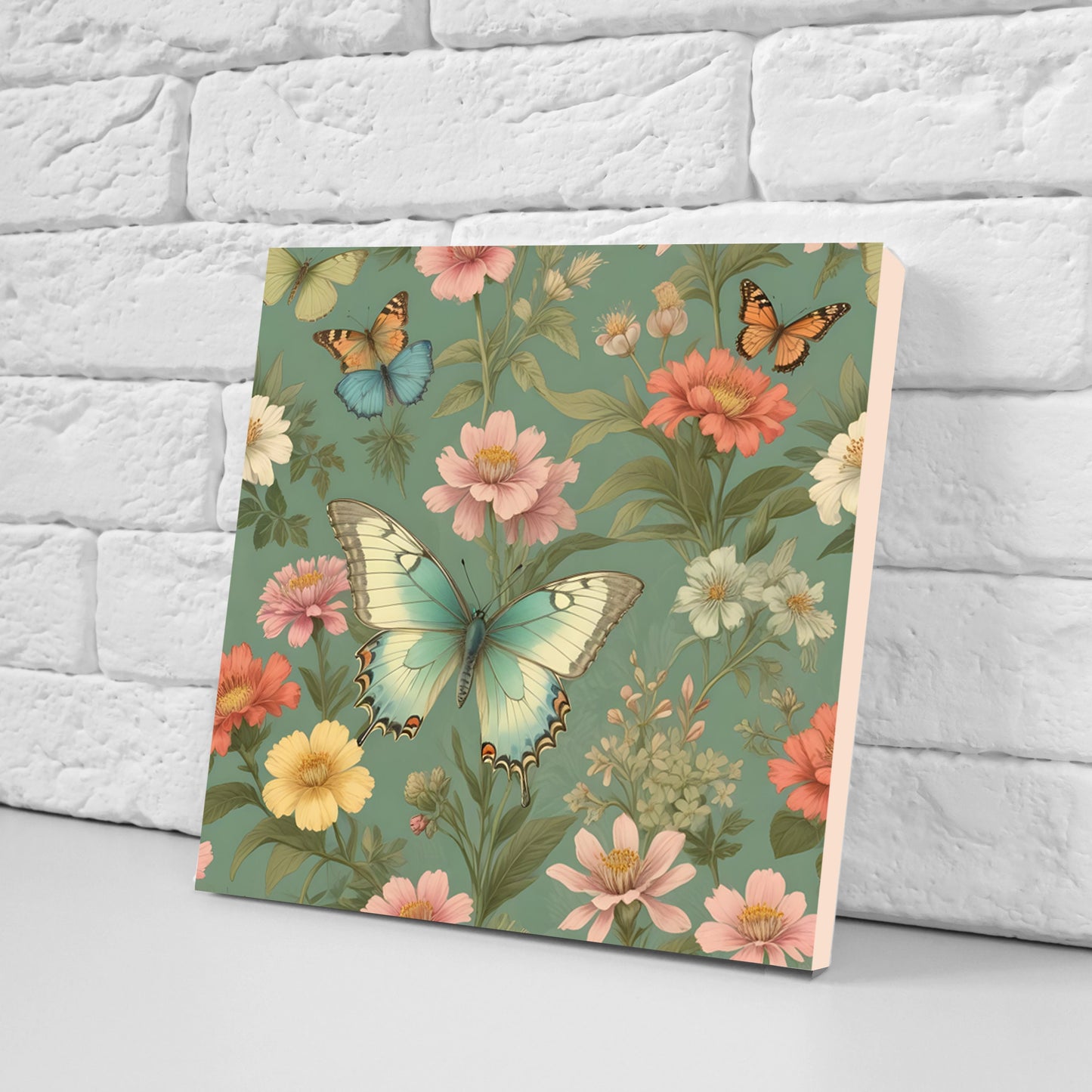 Art Nouveau Buterfly Ceramic tiles - Set of 2 Art Nouveau Butterfly Wall Decor Tiles - Kitchen Backsplash Tiles, Bathroom Tiles