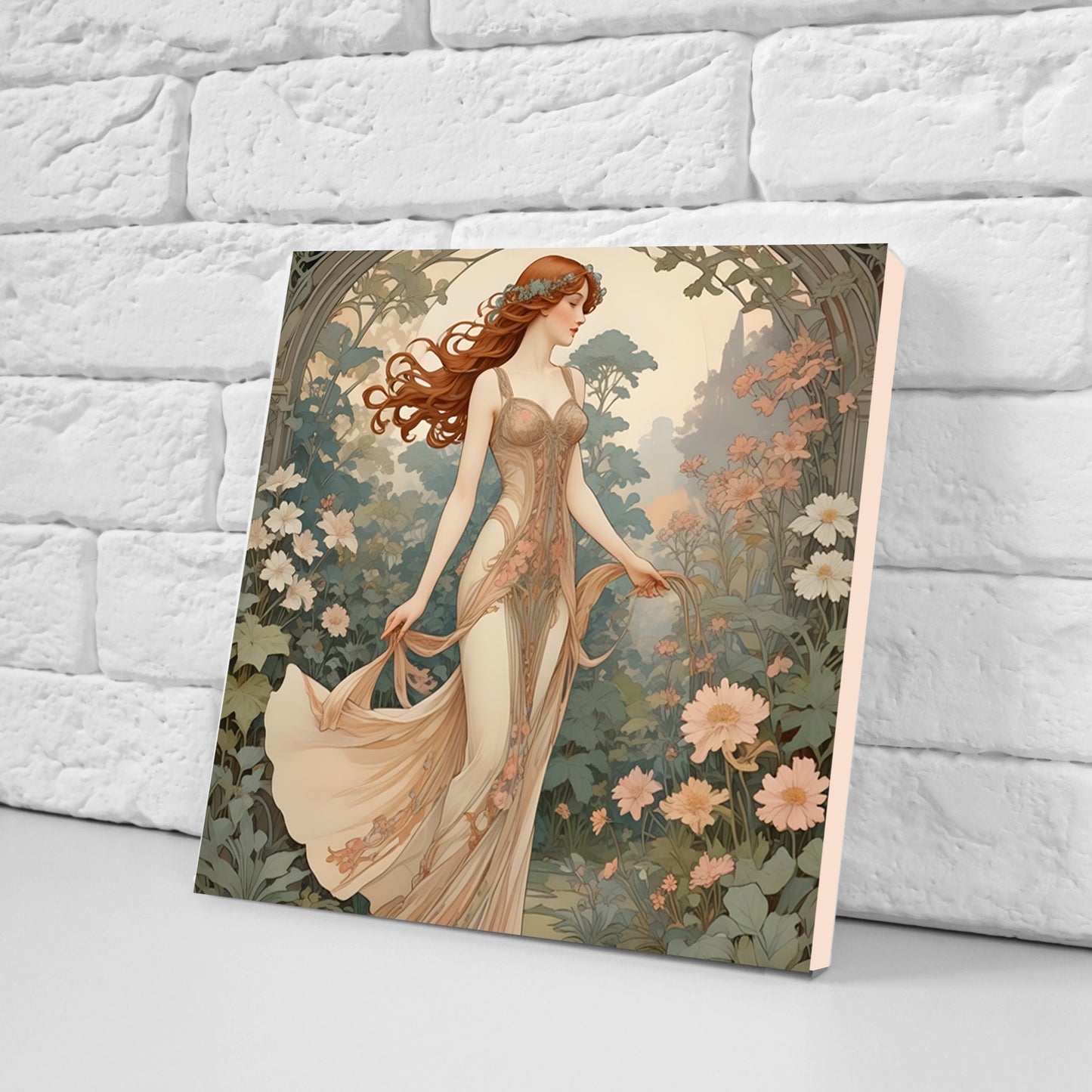 Art Nouveau Woman set of 2 Ceramic tiles,Ceramic Decor Tiles,Kitchen Backsplash Tiles, Bathroom Tiles, Botanical wall art, Art Nouveau print