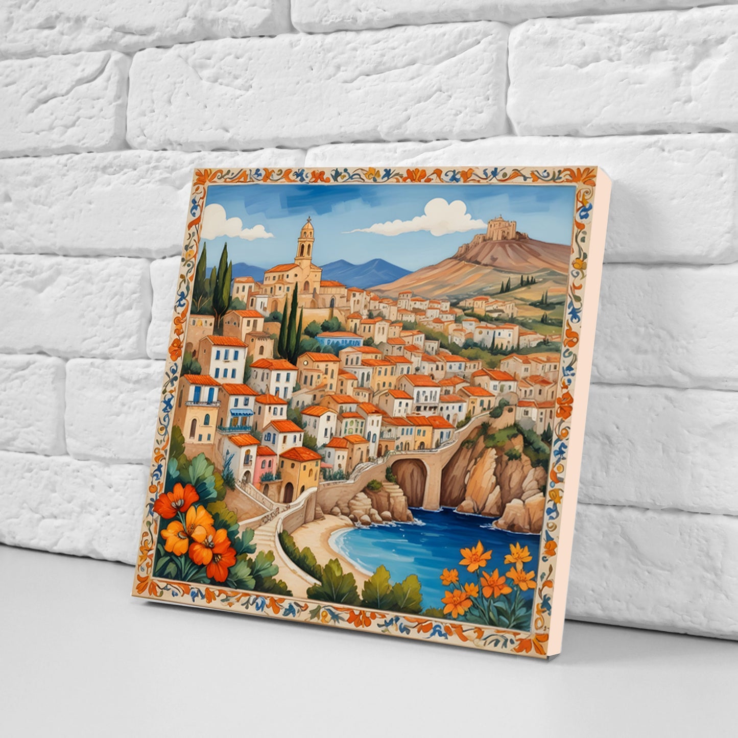 Sicilian Ceramic tiles - Set of 3 Sicilian Wall Decor Tiles - Kitchen Backsplash Tiles, Bathroom Tiles, Sicilian ceramics, Shower tiles