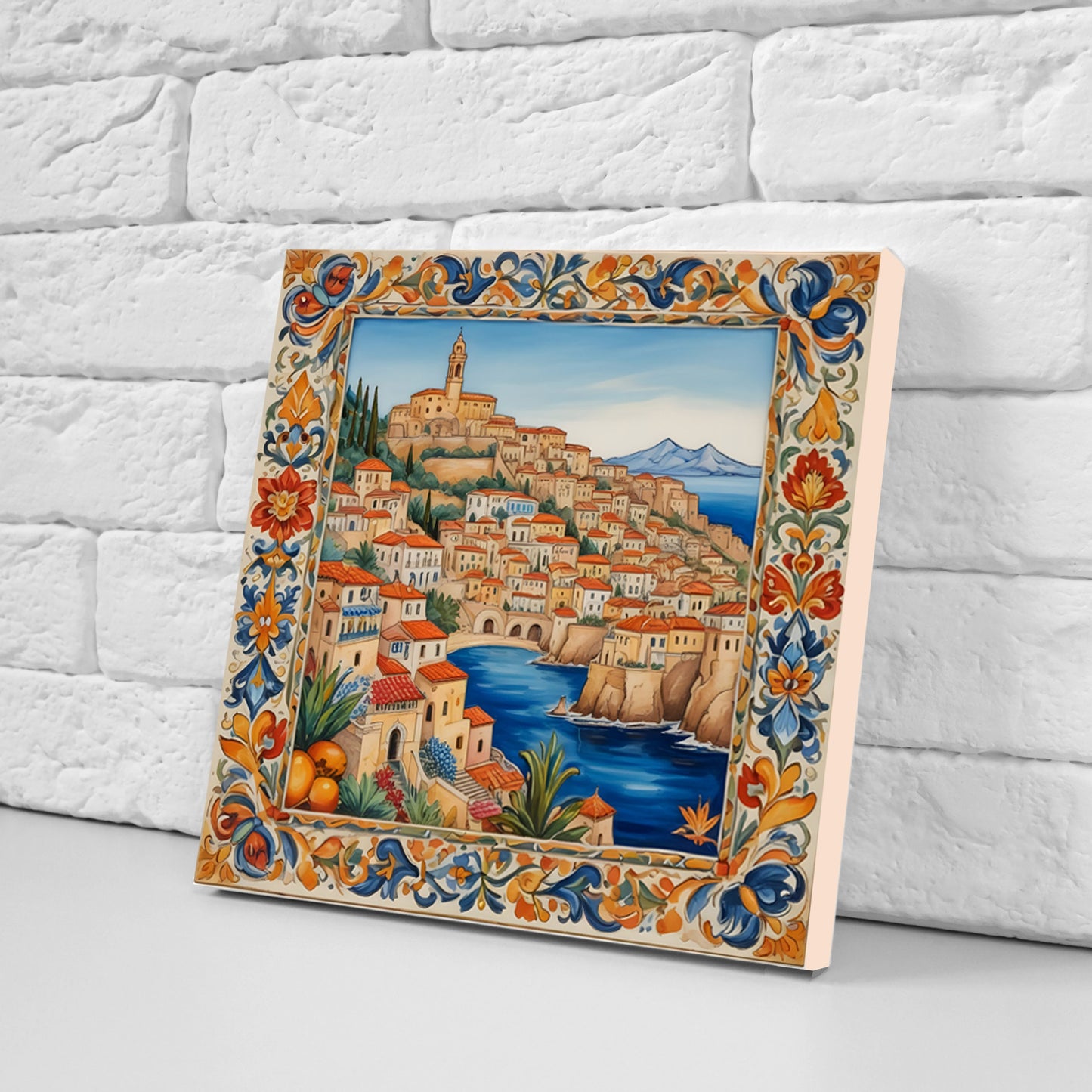 Sicilian Ceramic tiles - Set of 3 Sicilian Wall Decor Tiles - Kitchen Backsplash Tiles, Bathroom Tiles, Sicilian ceramics, Shower tiles