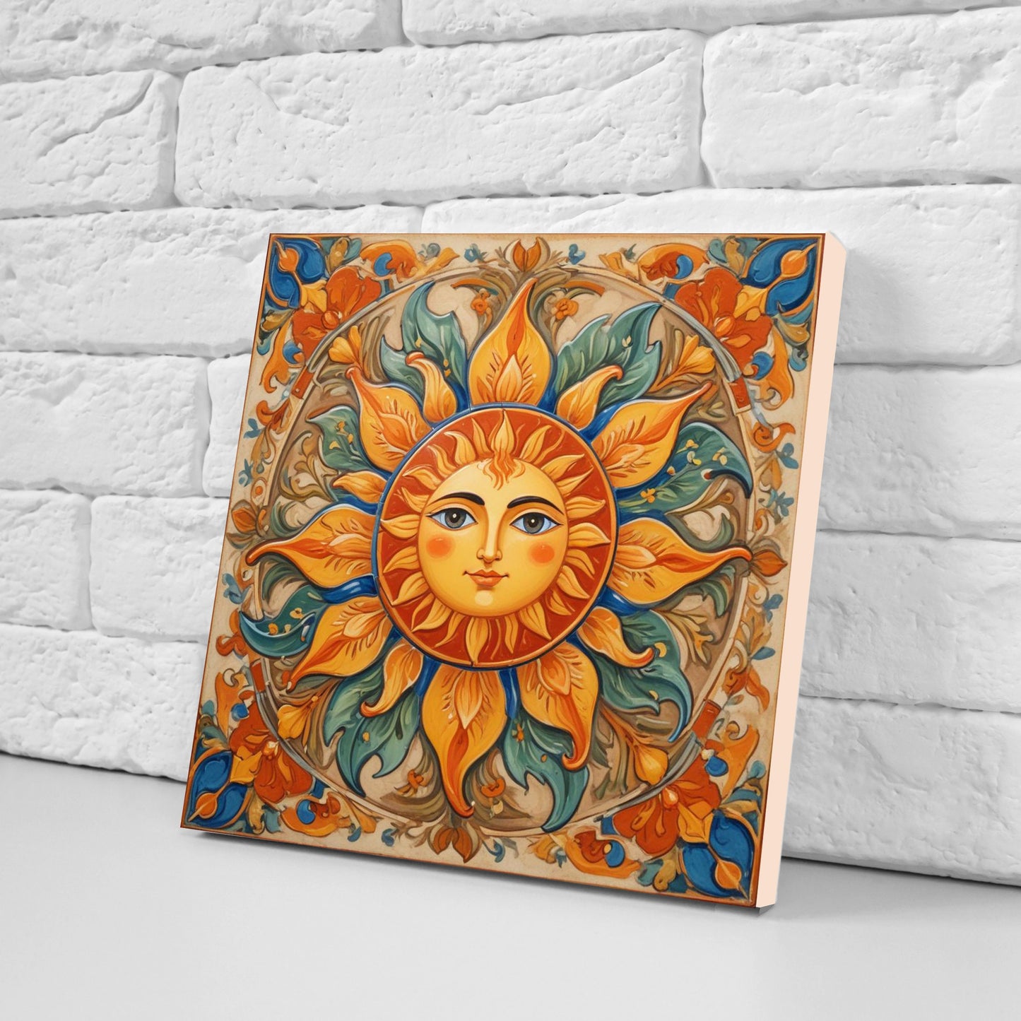 Sicilian Sun Ceramic tiles - Set of 2 Sicilian Wall Decor Tiles - Kitchen Backsplash Tiles, Bathroom Tiles, Shower tiles, Italian Tiles