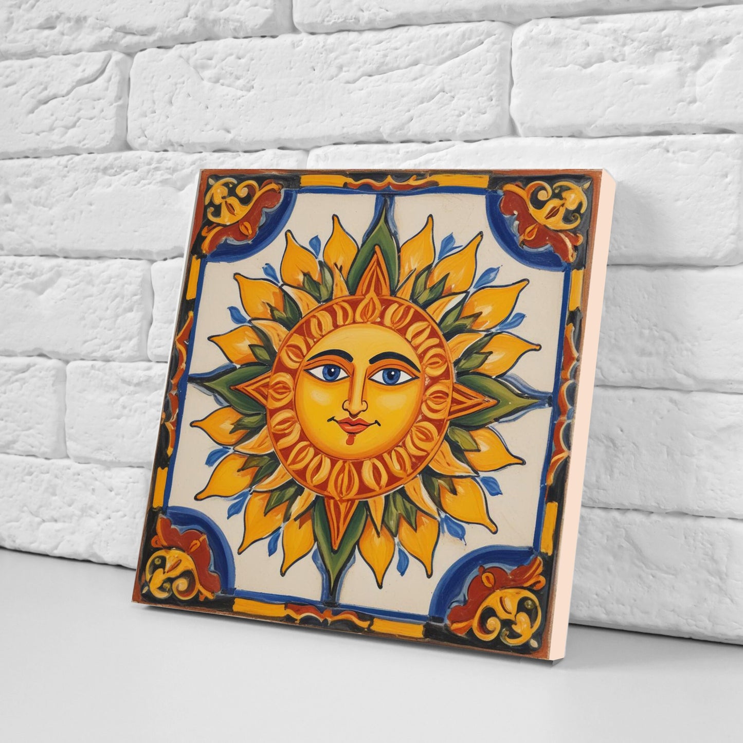 Sicilian Sun Ceramic tiles - Set of 2 Sicilian Wall Decor Tiles - Kitchen Backsplash Tiles, Bathroom Tiles, Shower tiles, Italian Tiles
