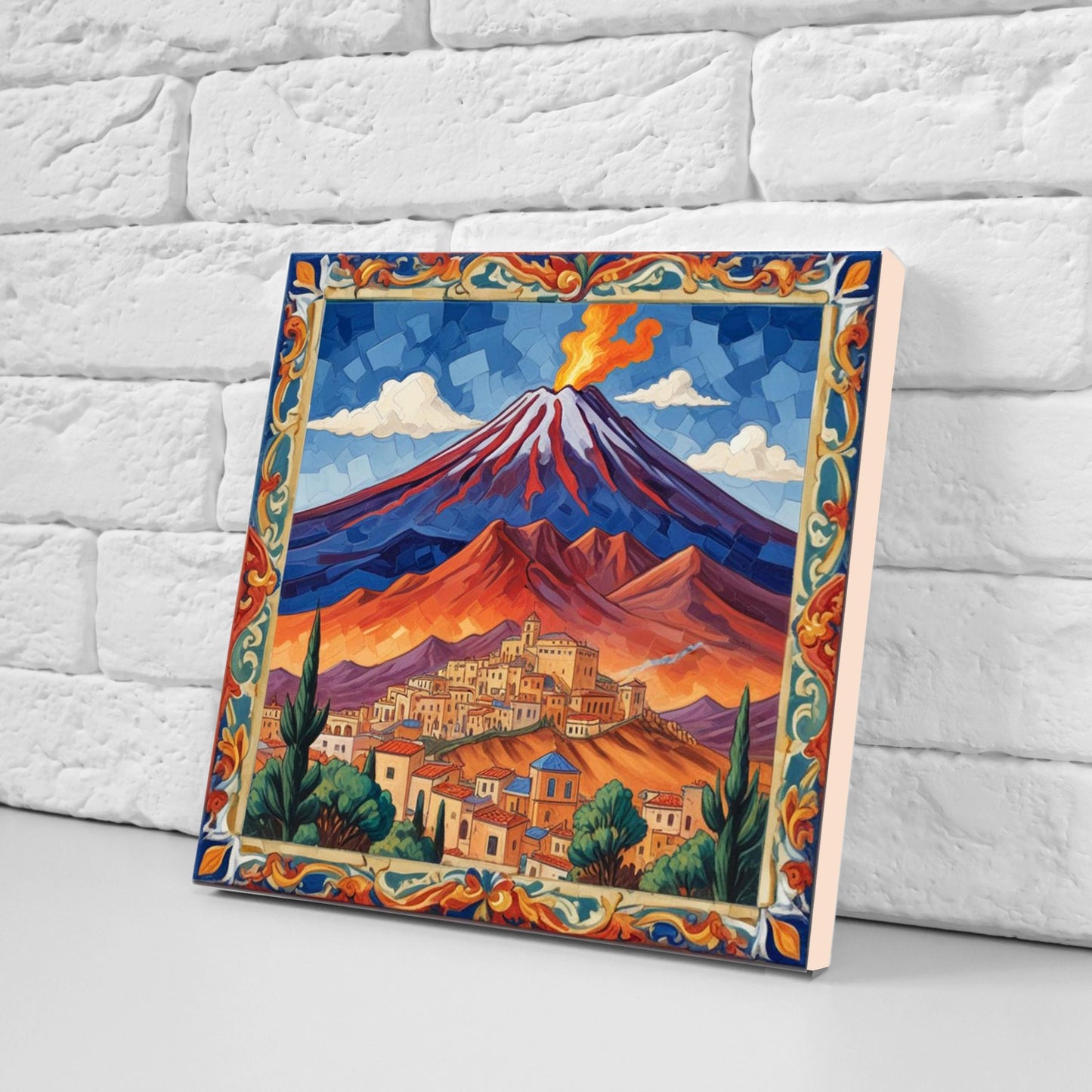 Sicilian Ceramic tiles - Set of 2 Sicilian Wall Decor Tiles - Kitchen Backsplash Tiles, Bathroom Tiles, Sicilian ceramics, Shower tiles