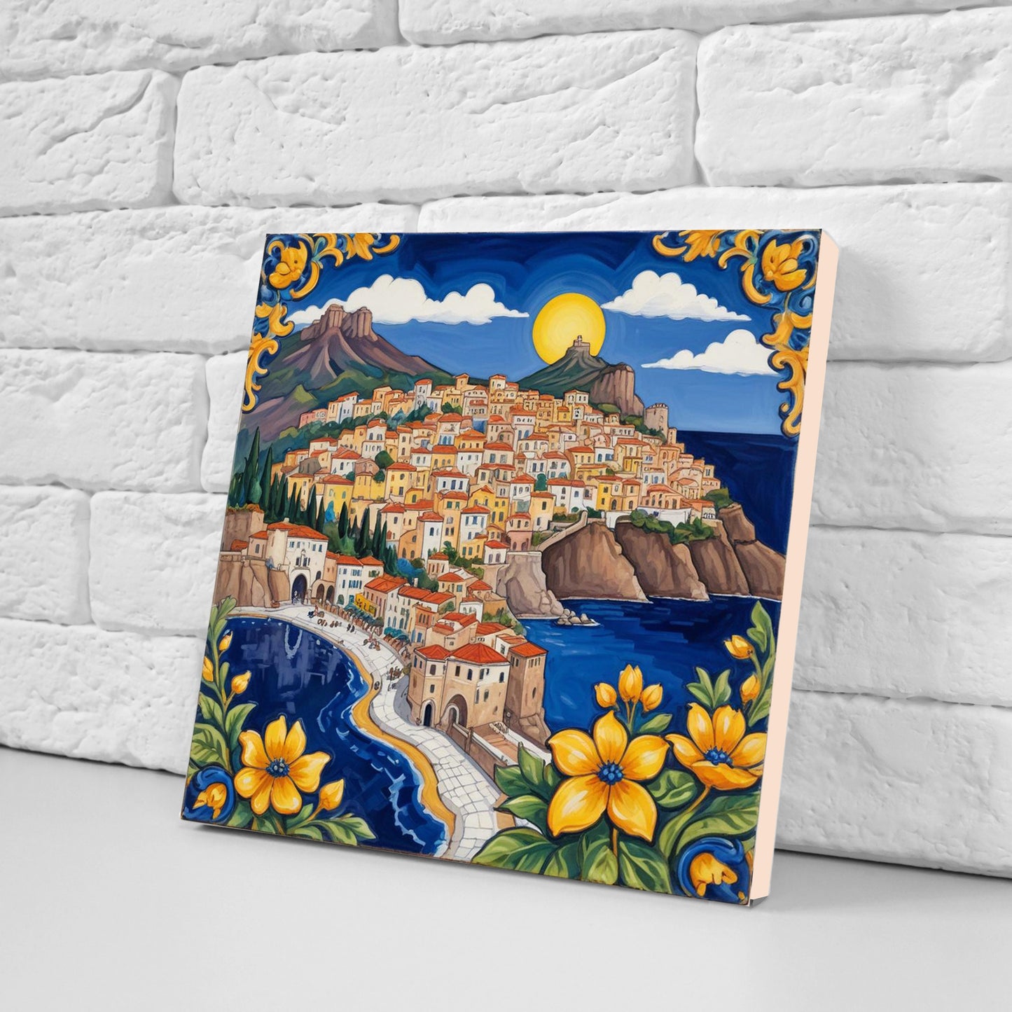Sicilian Ceramic tiles - Set of 2 Sicilian Wall Decor Tiles - Kitchen Backsplash Tiles, Bathroom Tiles, Sicilian ceramics, Shower tiles