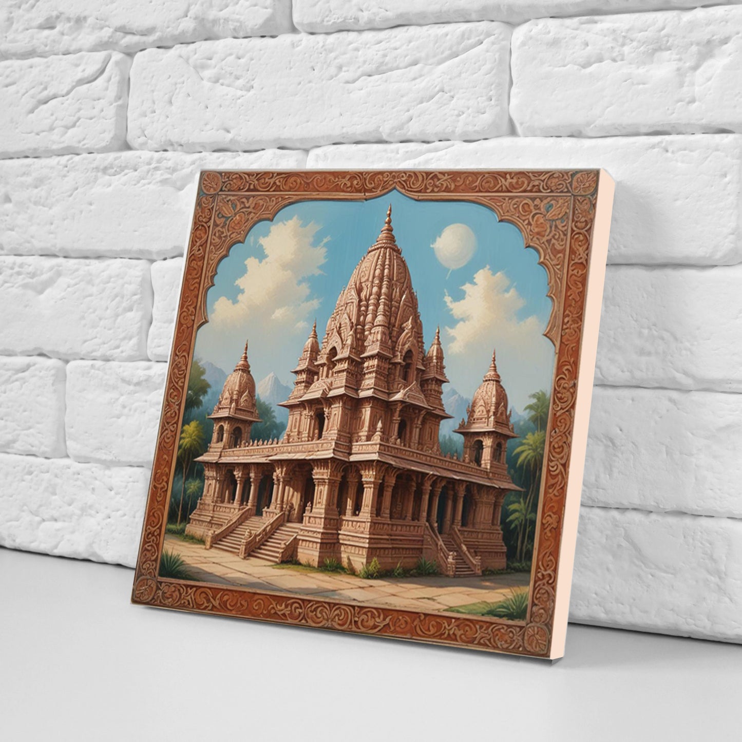 Set of 3 Indian Hindu Temples Ceramic Wall Tiles - Gloss Finish - Hindu Wall Art Print -Temple art -Temple Decor - Temple print -Hindu print