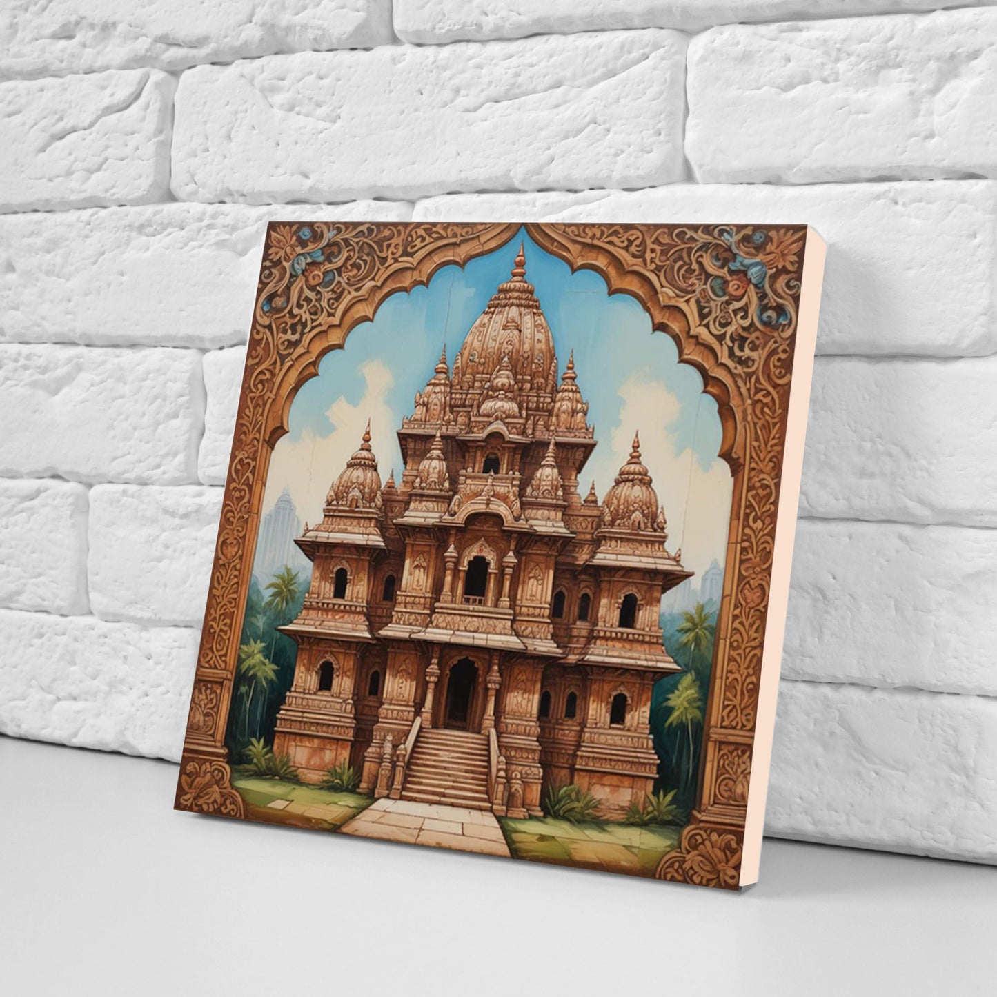 Set of 3 Indian Hindu Temples Ceramic Wall Tiles - Gloss Finish - Hindu Wall Art Print -Temple art -Temple Decor - Temple print -Hindu print