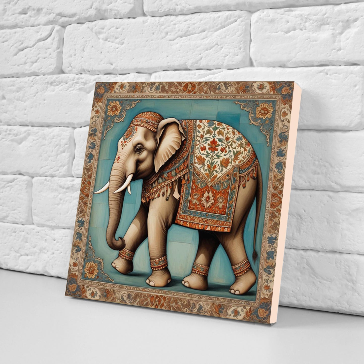 Set of 3 Indian Elephant Ceramic Wall Tiles - Gloss Finish - Elephant Wall Art Print - Elephant art - Elephant Home Decor - Elephant print