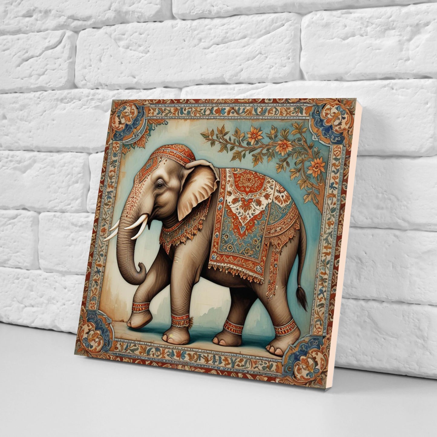Set of 3 Indian Elephant Ceramic Wall Tiles - Gloss Finish - Elephant Wall Art Print - Elephant art - Elephant Home Decor - Elephant print