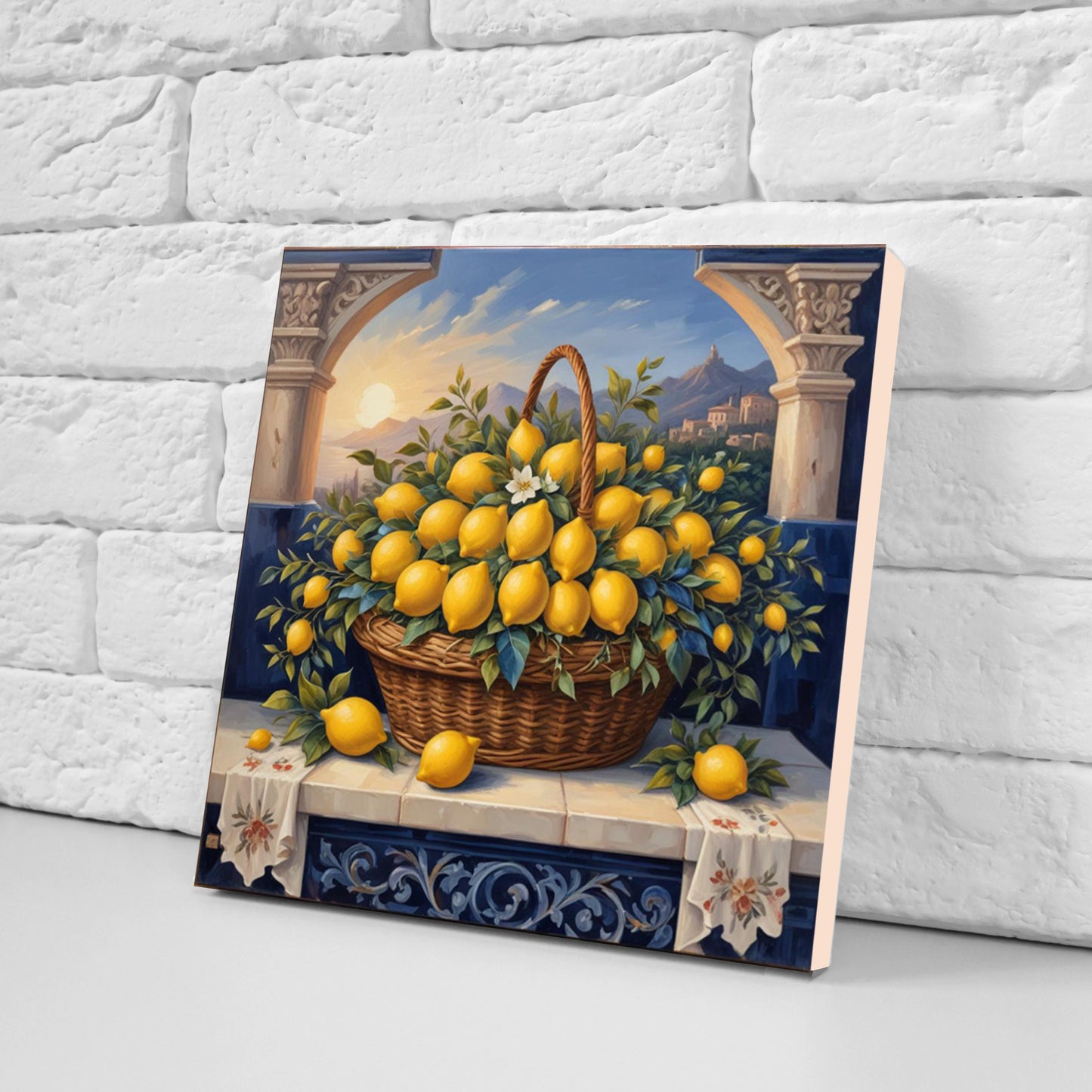 Sicilian Lemon Ceramic tiles - Set of 3 Sicilian Wall Decor Tiles - Kitchen Backsplash Tiles, Bathroom Tiles, Shower tiles, Italian Tiles
