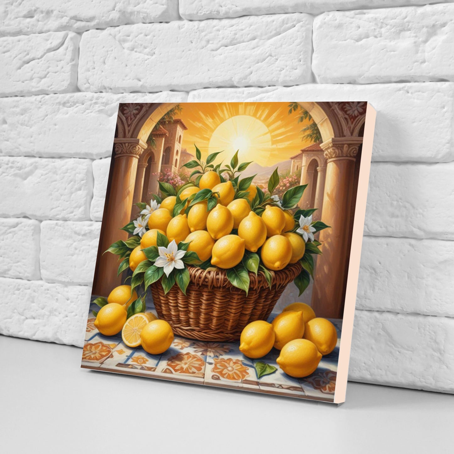 Sicilian Lemon Ceramic tiles - Set of 3 Sicilian Wall Decor Tiles - Kitchen Backsplash Tiles, Bathroom Tiles, Shower tiles, Italian Tiles
