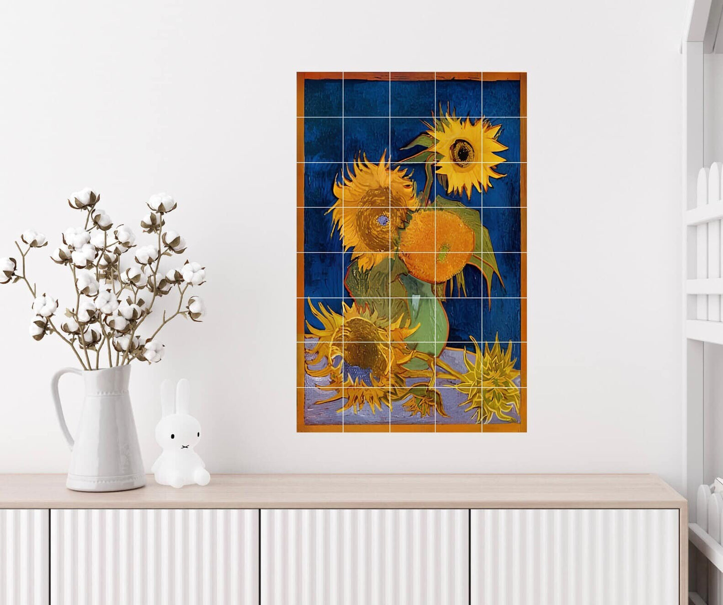 Tile Mural/Mosaic Ceramic Panel of Van Gogh Six Sunflowers - Van Gogh wall print - Tile Mural - Tile Mosaic - Gloss Tiles - Accenti tiles