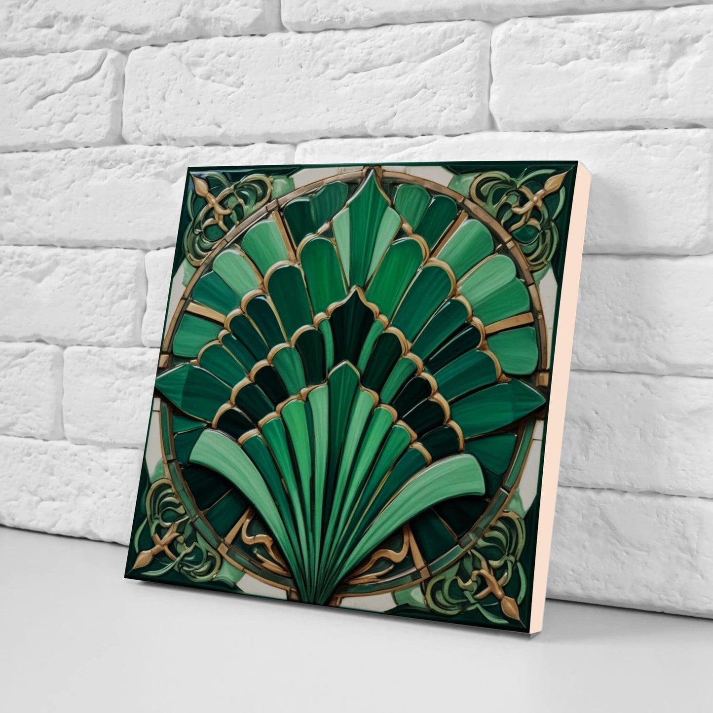 Art Deco Ceramic tiles - Set of 2 Art Deco Wall Decor Geometric Tiles - Kitchen Backsplash Tiles, Table Decorative Tiles, Bathroom Tiles