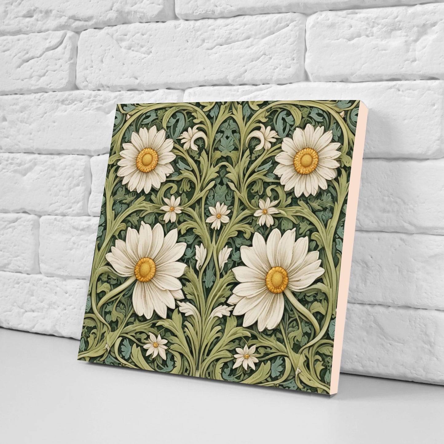 Art Nouveau Flower Ceramic tiles - Set of 2 Art Nouveau Wall Decor Tiles - Kitchen Backsplash Tiles, Table Decorative Tiles, Bathroom Tiles