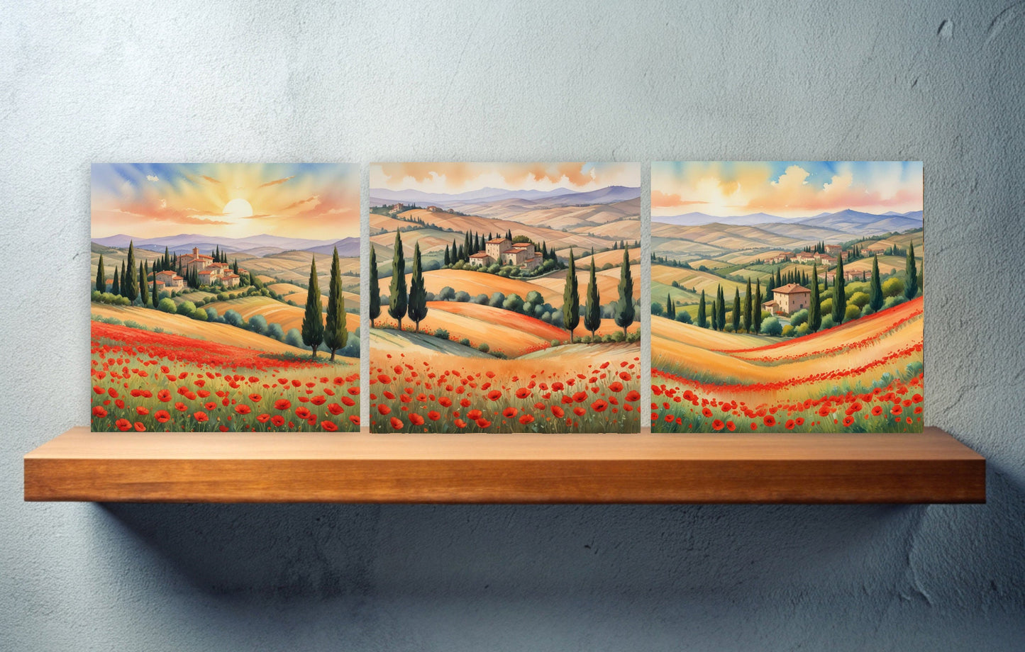 Tuscany Ceramic tiles - Set of 3 Tuscany Wall Decor Tiles - Kitchen Backsplash Tiles, Bathroom Tiles, Tuscany ceramics, Shower tiles