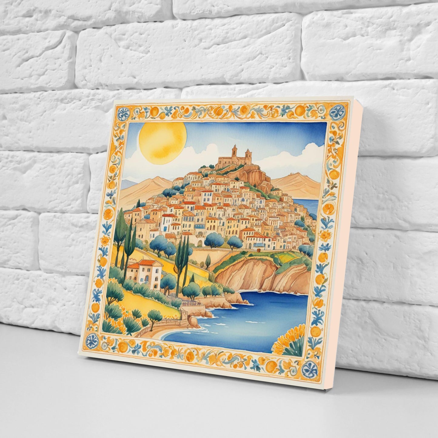Sicilian Ceramic tiles - Set of 3 Sicilian Wall Decor Tiles - Kitchen Backsplash Tiles, Bathroom Tiles, Sicilian ceramics, Shower tiles