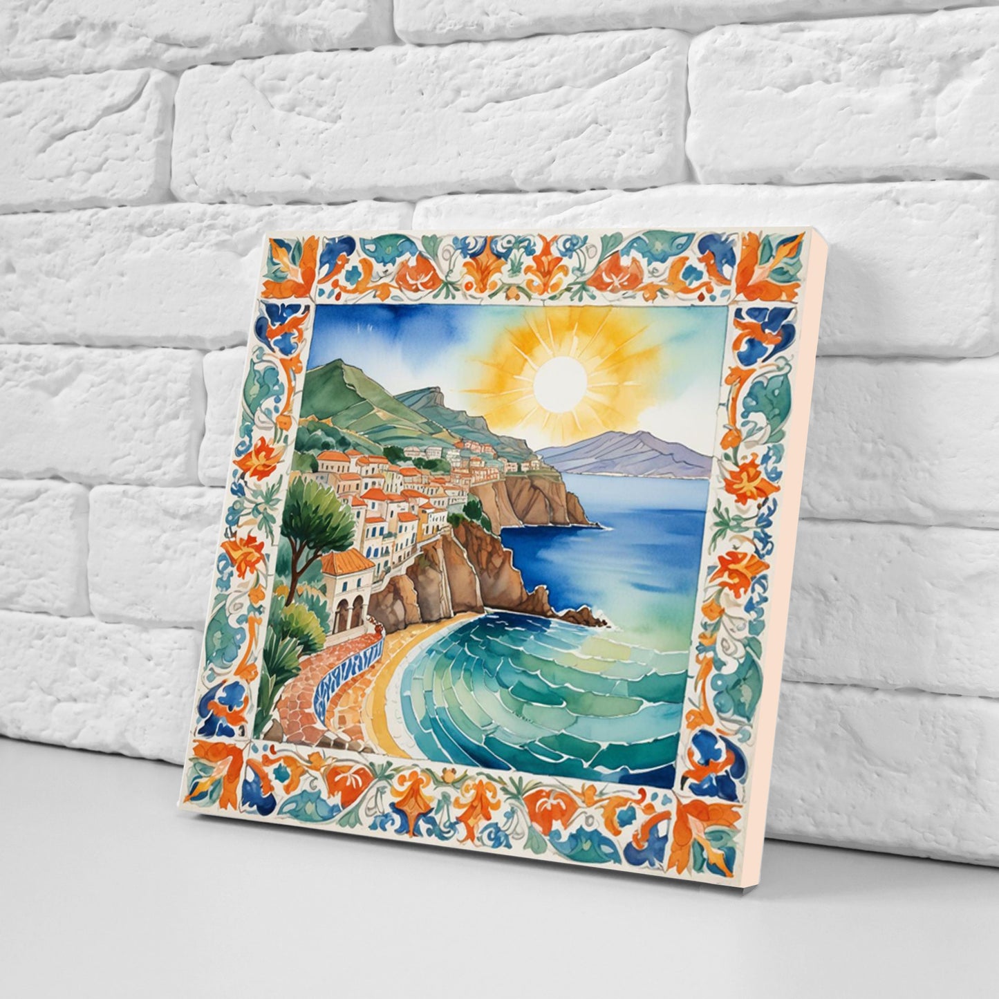 Sicilian Ceramic tiles - Set of 3 Sicilian Wall Decor Tiles - Kitchen Backsplash Tiles, Bathroom Tiles, Sicilian ceramics, Shower tiles