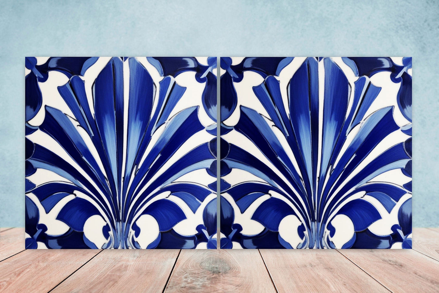 Art Deco Ceramic tiles - Set of 2 Art Deco Wall Decor Geometric Tiles - Kitchen Backsplash Tiles, Table Decorative Tiles, Bathroom Tiles