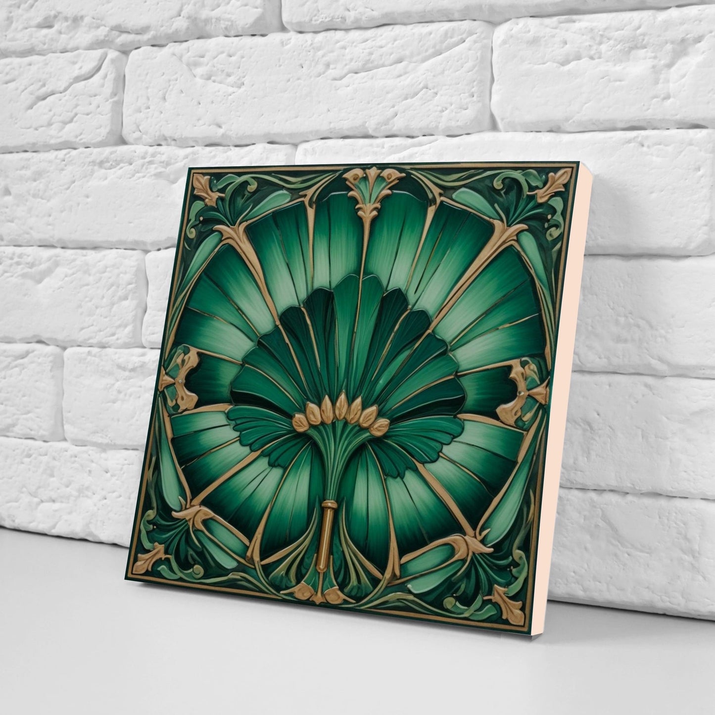 Art Deco Ceramic tiles - Set of 2 Art Deco Wall Decor Geometric Tiles - Kitchen Backsplash Tiles, Table Decorative Tiles, Bathroom Tiles