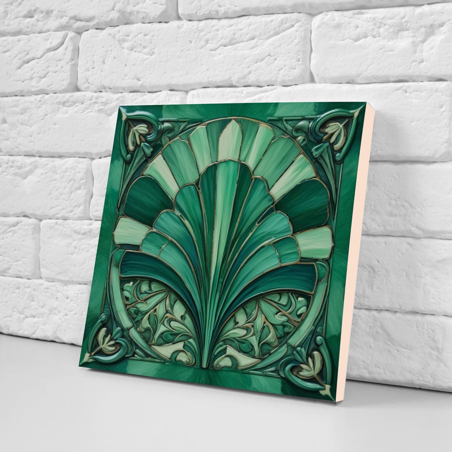 Art Deco Ceramic tiles - Set of 2 Art Deco Wall Decor Geometric Tiles - Kitchen Backsplash Tiles, Table Decorative Tiles, Bathroom Tiles
