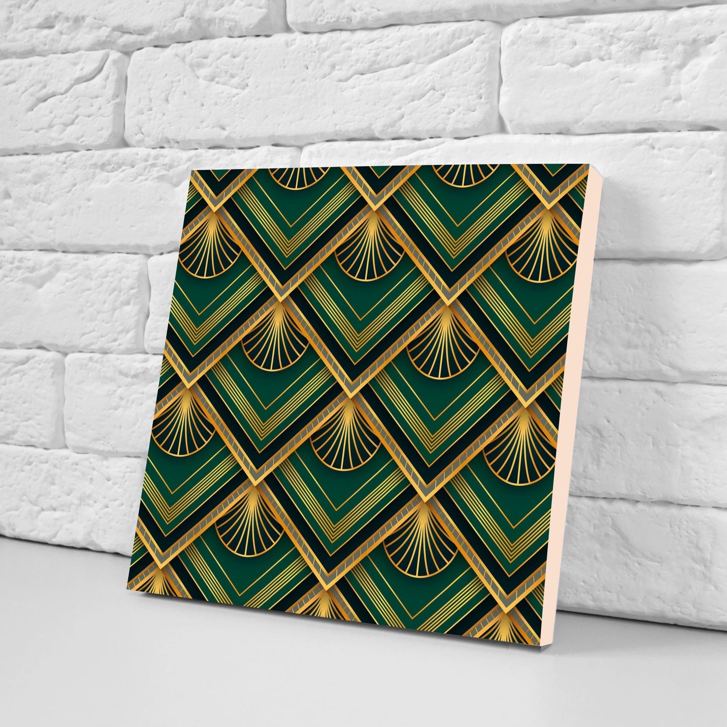 Art Deco Ceramic tiles - Set of 2 Art Deco Wall Decor Geometric Tiles - Kitchen Backsplash Tiles, Table Decorative Tiles, Bathroom Tiles